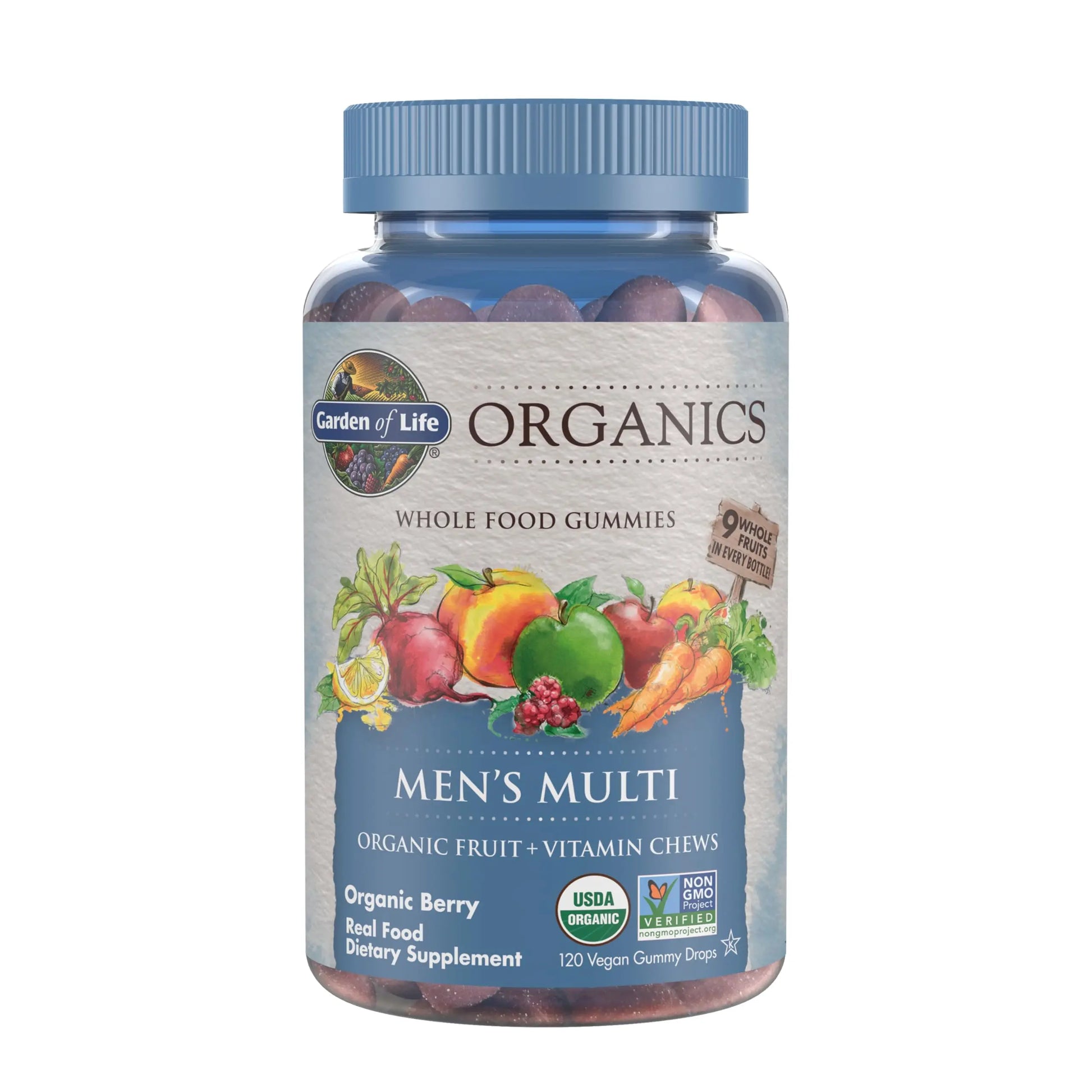 Garden of Life Organics Men's Gummy Vitamins - Berry - Certified Organic, Non-GMO, Vegan, Kosher Complete Multi - Methyl B12, C & D3 - Gluten Garden of Life Au supplements