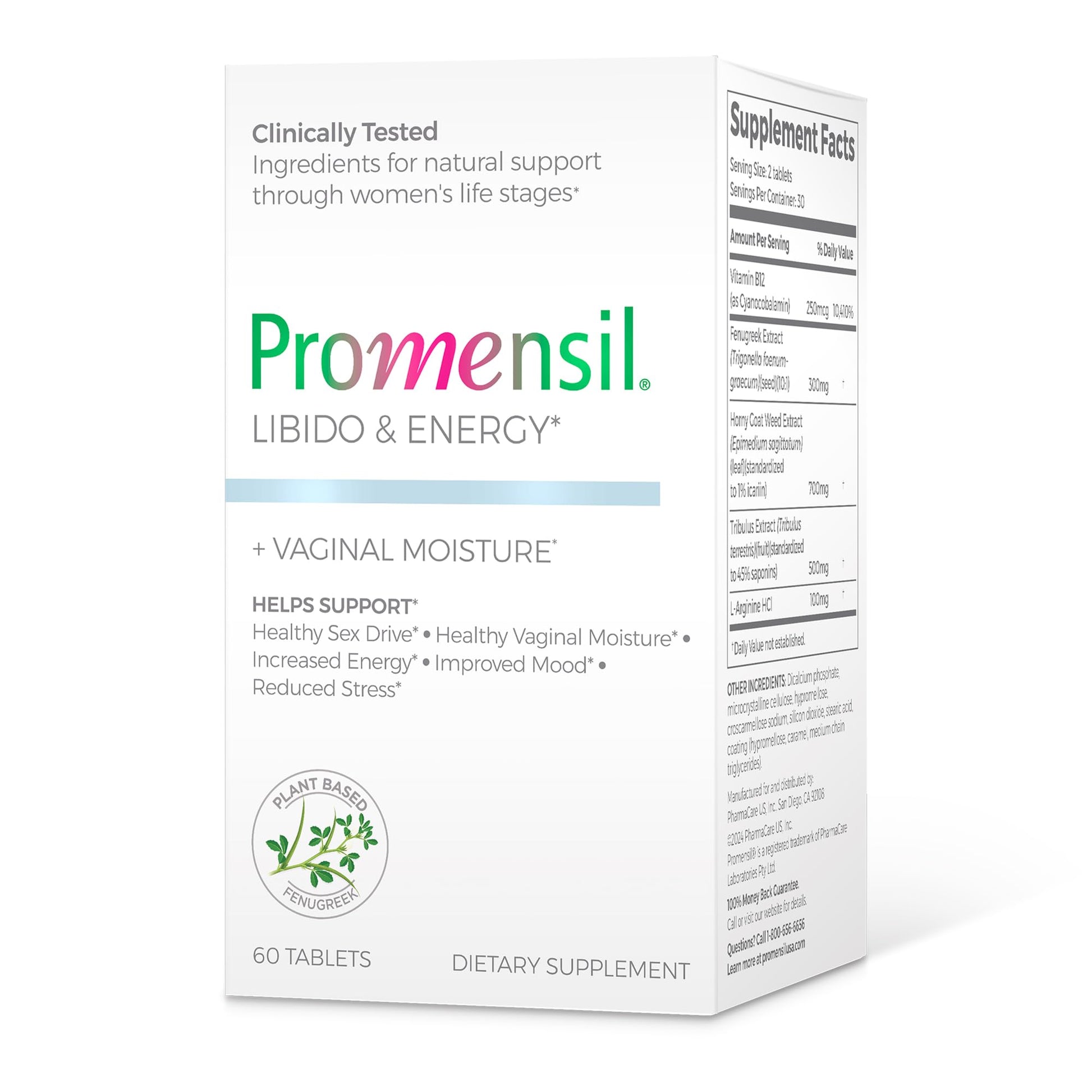 Promensil Libido & Energy - Libido Booster for Women, Sexual Health Support for Women with Low Estrogen, Fenugreek, Horny Goat Weed & Vitamins for Menopause, Clinically Proven - 30 Day Supply Promensil Au supplements