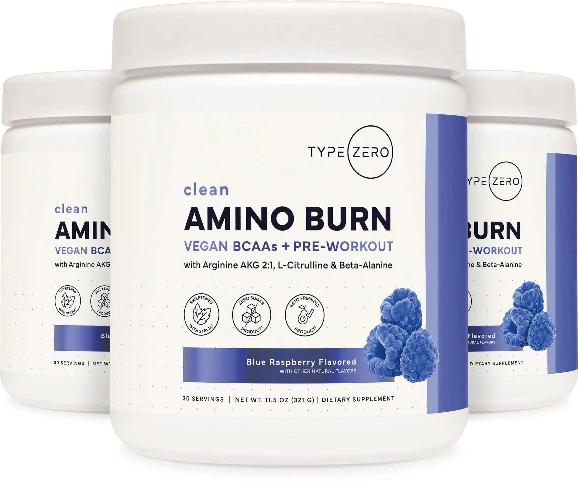 Type Zero Amino Burn - Vegan BCAA + Clean Pre Workout Powder with Arginine AKG, L-Citrulline & Beta Alanine - Amino Acid Clean Energy, Endurance & Hydration Supplement - Blue Raspberry, 30 Servings Type Zero Au supplements