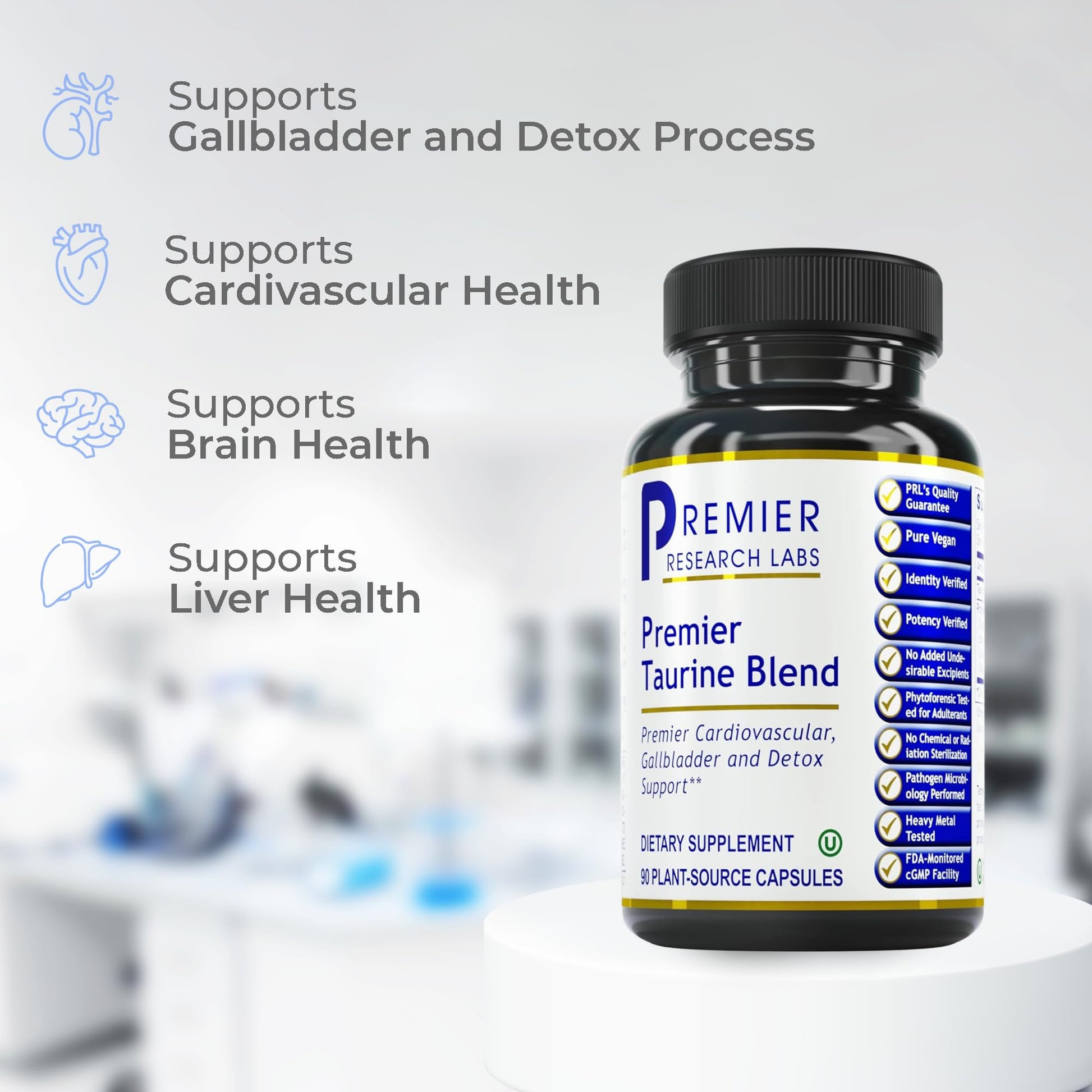 Premier Research Labs Taurine Blend - Taurine Supplement, Taurine Pills, L Taurine Amino Acid Supplement for Liver, Gallbladder, Brain & Heart Health, for Women & Men - 90 Vegetarian Capsules Premier Research Labs Au supplements