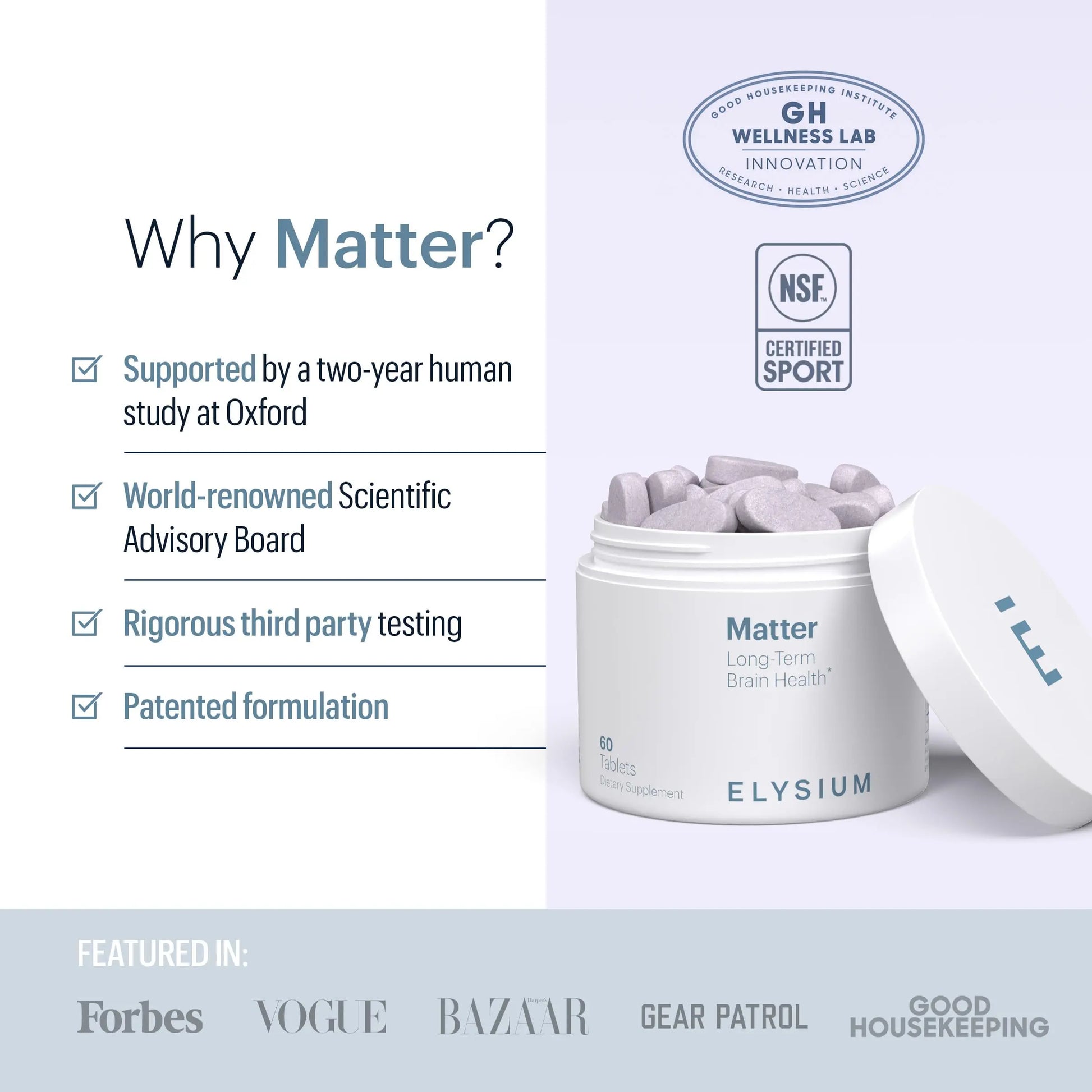ELYSIUM Matter - 30 Servings - Brain Supplement for Memory and Focus Omega 3 Supplement + DHA - Vitamins to Support Brain Health and Memory ELYSIUM Au supplements