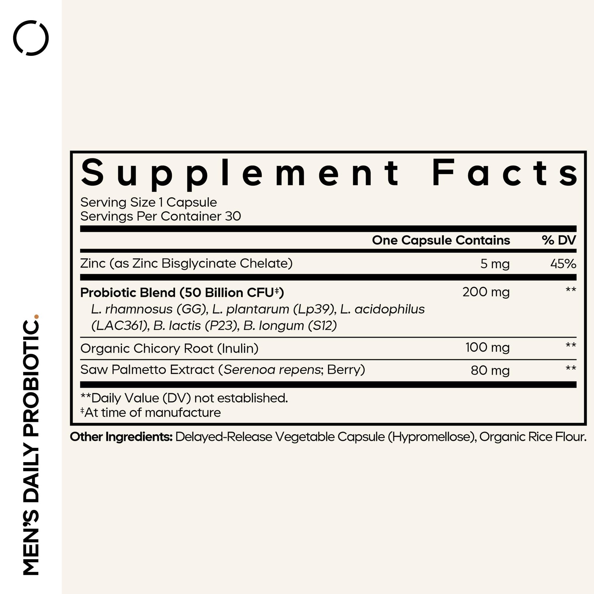 Codeage Men’s Daily Probiotic Supplement - 50 Billion CFU Probiotic Blend with Zinc, Inulin Prebiotic, Saw Palmetto – Men’s Wellness Support – 1 Capsule Per Serving - Non-GMO – 30 Capsules Codeage Au supplements