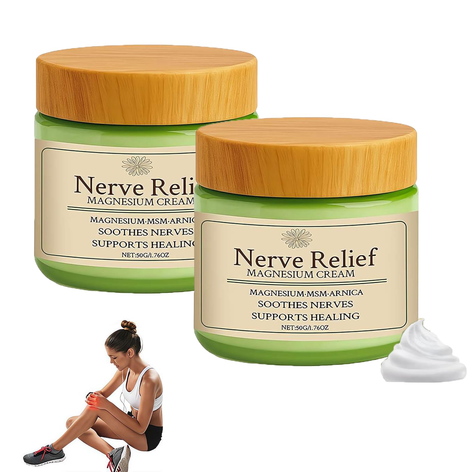Total Relief Magnesium Cream for Nerve Relief with MSM & Arnica — Soothing Topical Support for Neuropathy & Muscle Relaxation — 2 Pack Value Set (3.52oz Total) Generic Au supplements
