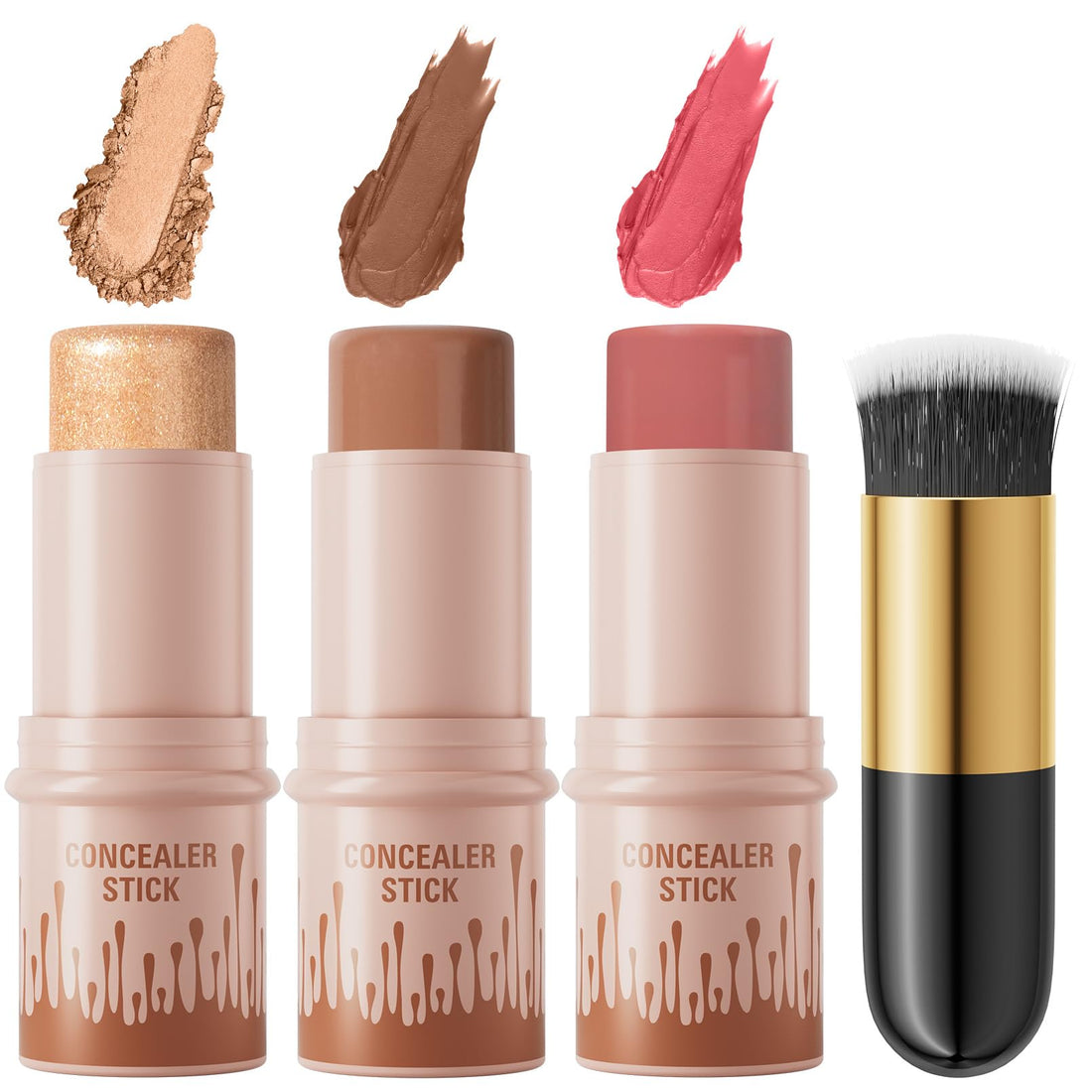 3Pcs Cream Contour Sticks Kit, Highlighter Stick Blush Stick Cream Contour Kit Makeup Set with Brush,Face Brightens & Shades Contour Stick Waterproof for Women QIC Au supplements