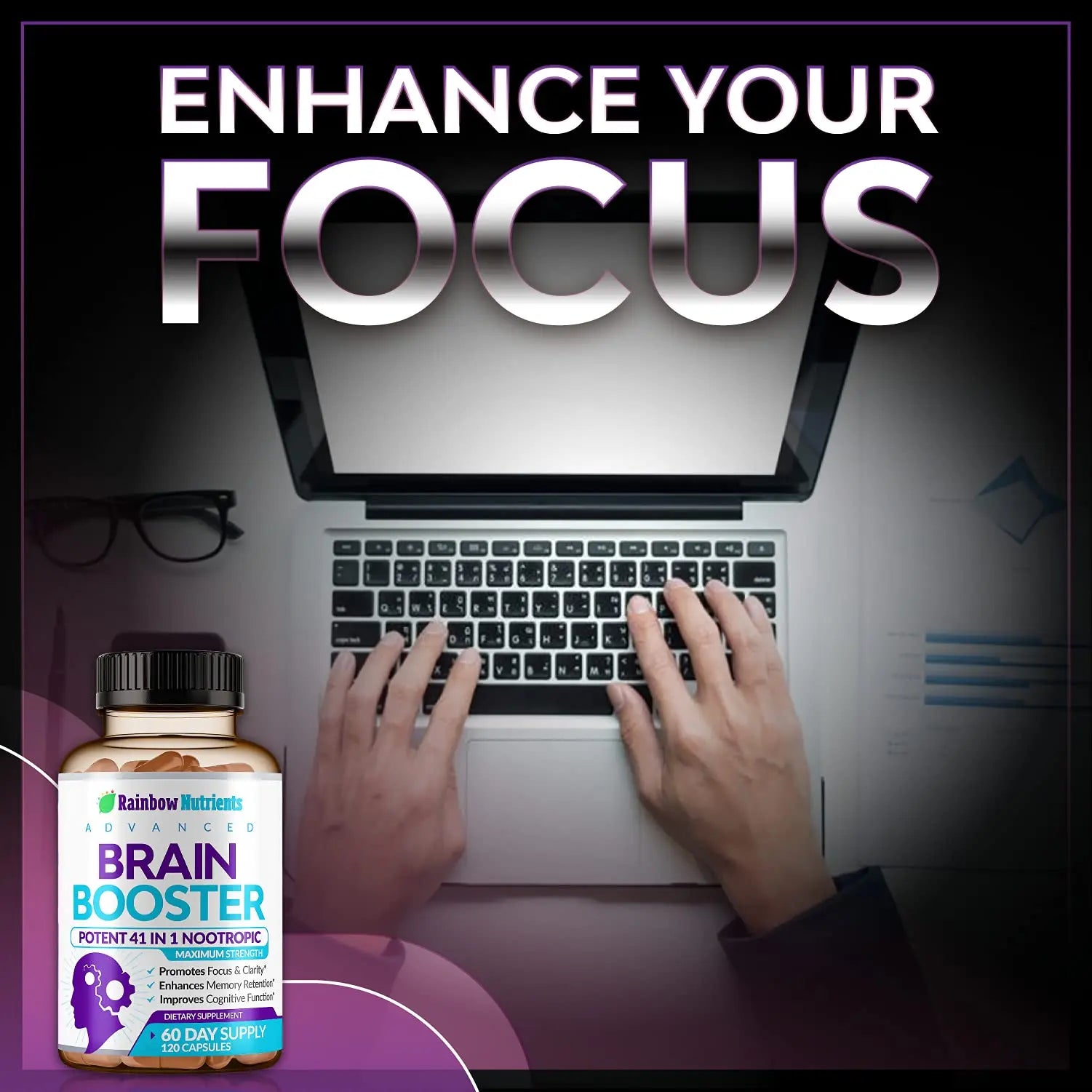 40-in-1 Brain Booster Supplements for Memory, Focus, Clarity, Energy, Performance Rainbow Nutrients, LLC Au supplements