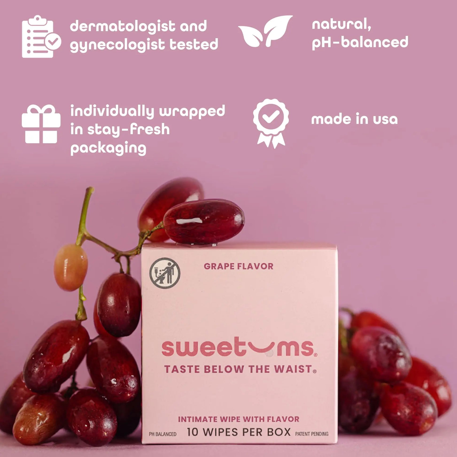 Sweetums Feminine Wipes For Women, Individually Wrapped - pH Balanced Flavored Intimate Wipes Sweetums Au supplements