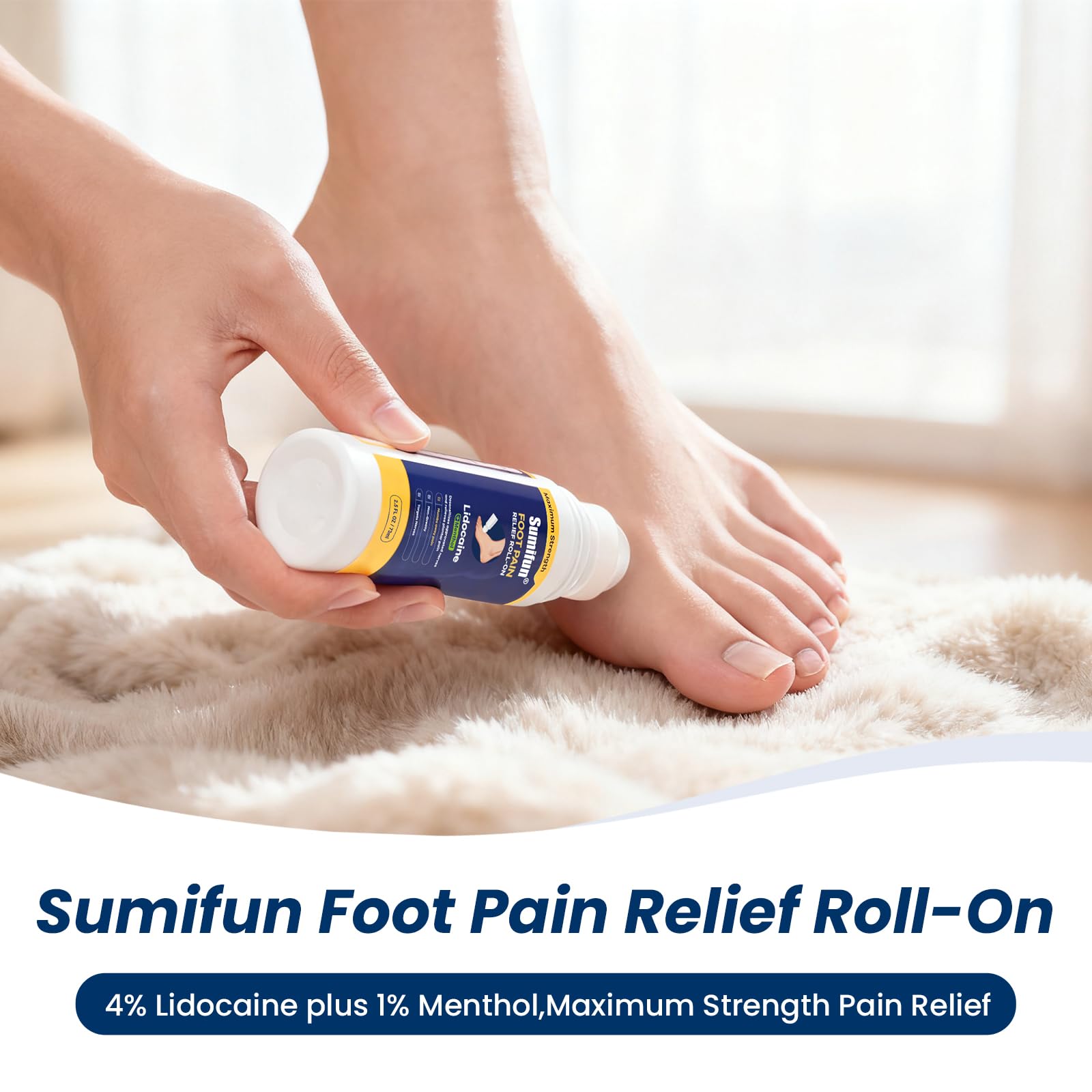 Sumifun Foot Pain Relief Lidocaine Roll-On - Maximum Strength OTC for Plantar Fasciitis & Heel Pain - Fast-Drying, Non-Greasy Formula, 2.5 Fl Oz * 2 Sumifun Au supplements