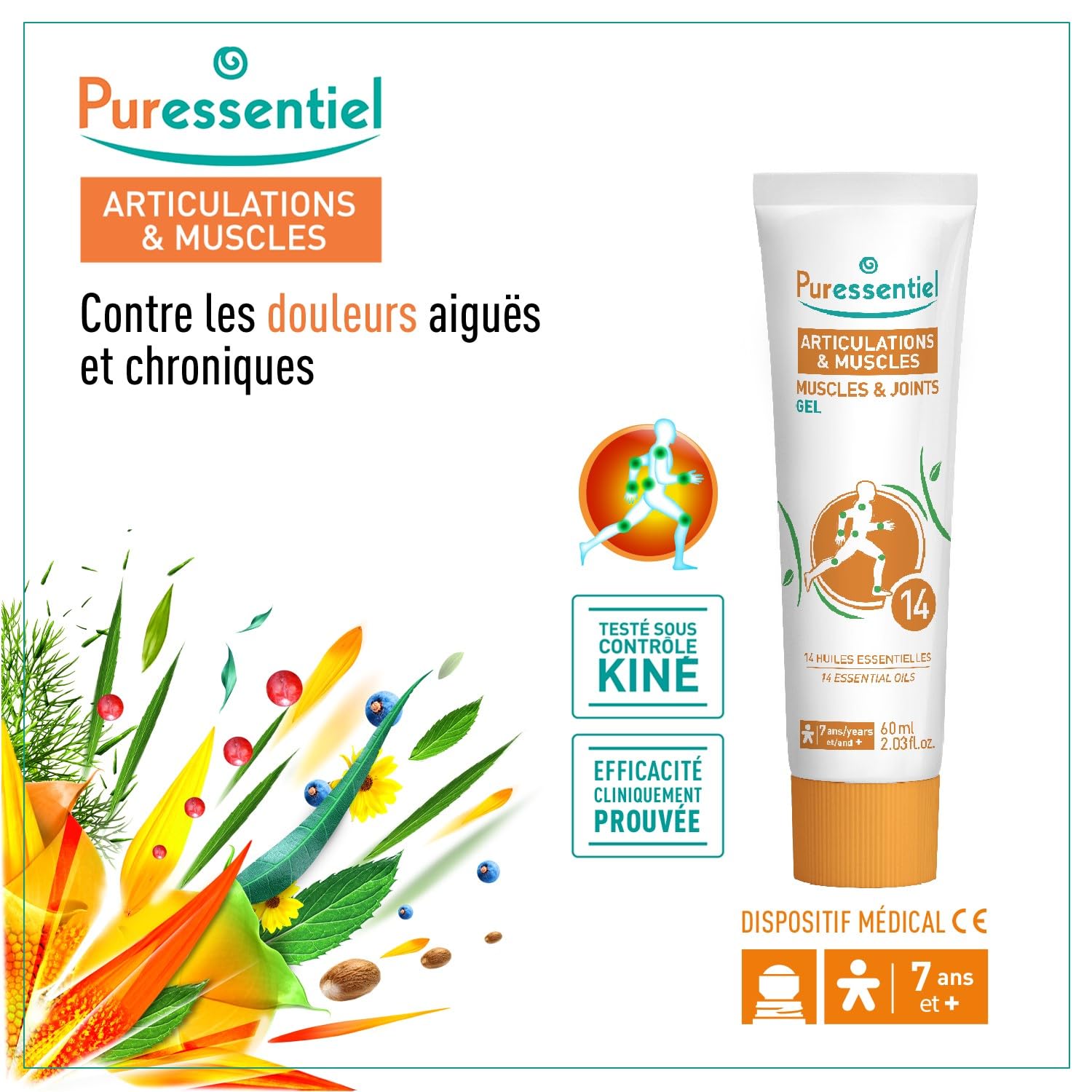 Puressentiel Muscles and Joints Gel - Soothing Gel for Muscle Relief and Knee Relief - Cooling Gel for Foot Relief - Back Gel - 2.02 oz Puressentiel Au supplements
