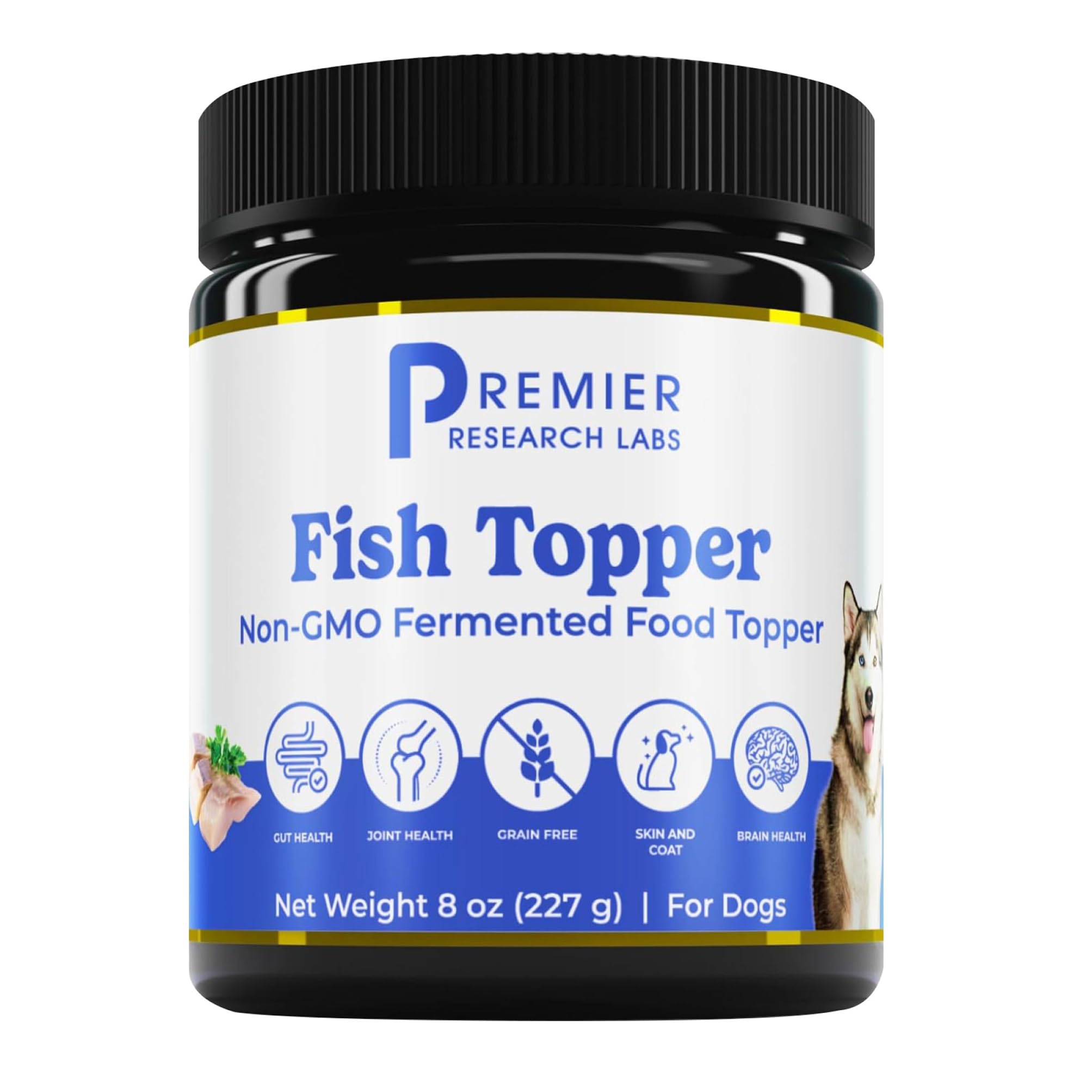 Premier Research Labs Fish Topper - Dried Dog Food Topper for Pets, Meal Mix Ins for Kibble, Supports Gut & Joint Health, Natural Source of Protein, Fermented, Grain Free, Non GMO - 16 oz Premier Research Labs Au supplements