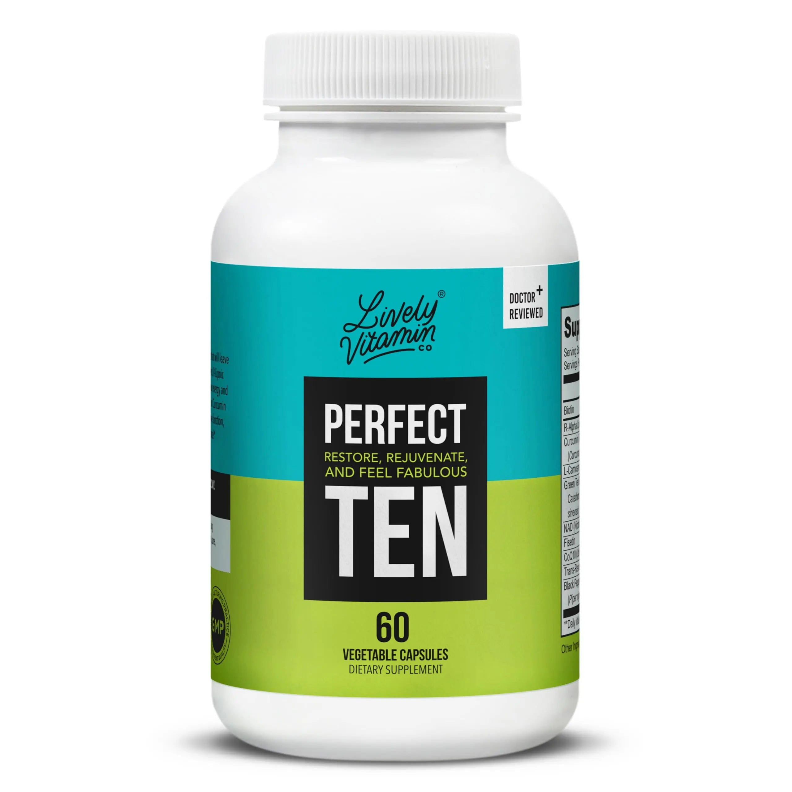 LIVELY VITAMIN CO. Perfect Ten - Anti-Aging & Antioxidant Supplement - Biotin & Lipoic Acid - Healthy Hair, Skin, Nails - Energy Boost - Sharper Brain Function - Stronger Immunity - 60 Capsules LIVELY VITAMIN CO Au supplements