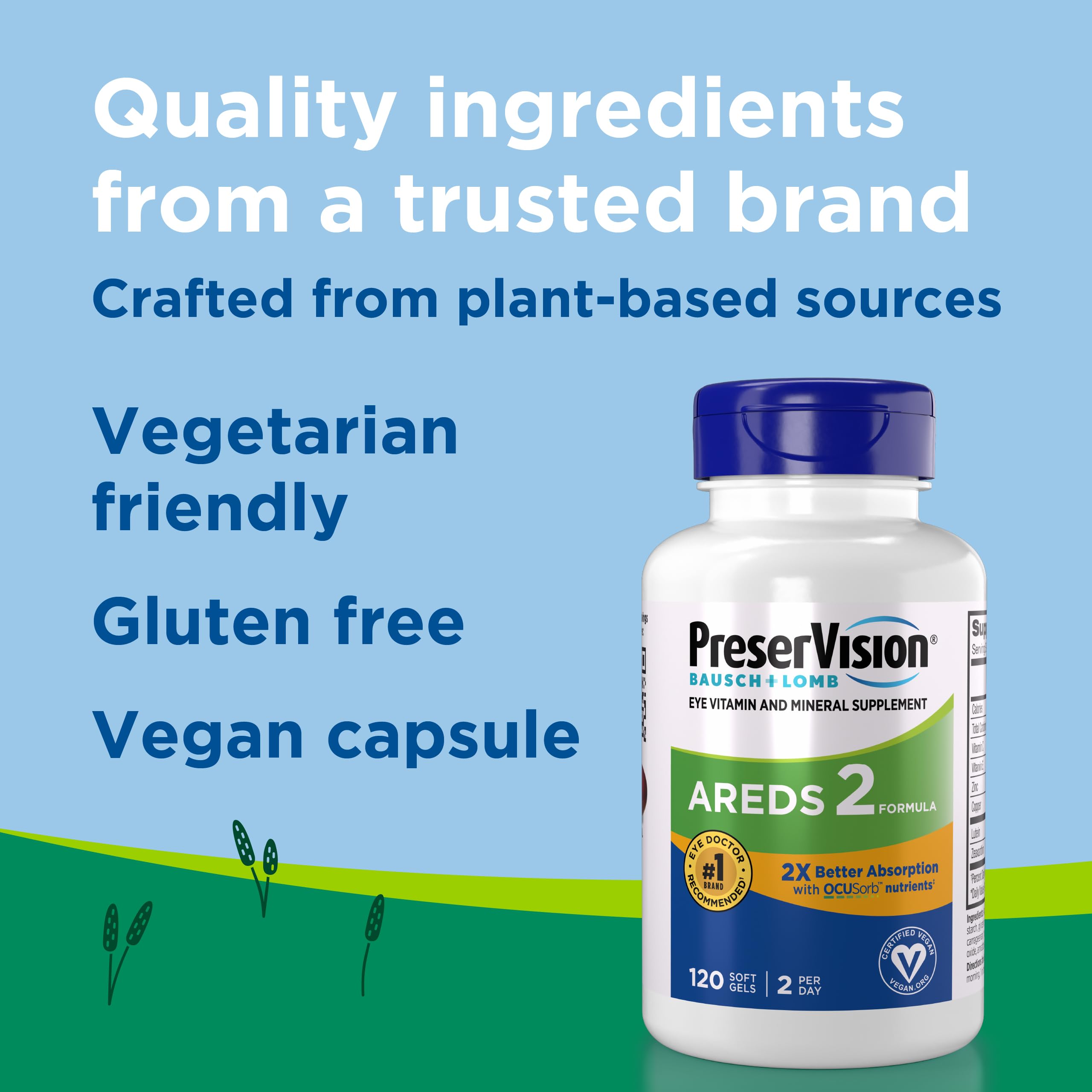 PreserVision AREDS 2 Eye Vitamin & Mineral Supplement with OCUSorb, 120 Vegan Soft Gels, Contains Lutein, Zeaxanthin, Vitamin C & E, Zinc, & Copper, Eye Health Supplements for Adults PreserVision Au supplements