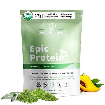 Sprout Living Epic Protein, Plant Based Protein & Superfoods Powder, Mindful Matcha Sprout Living Au supplements