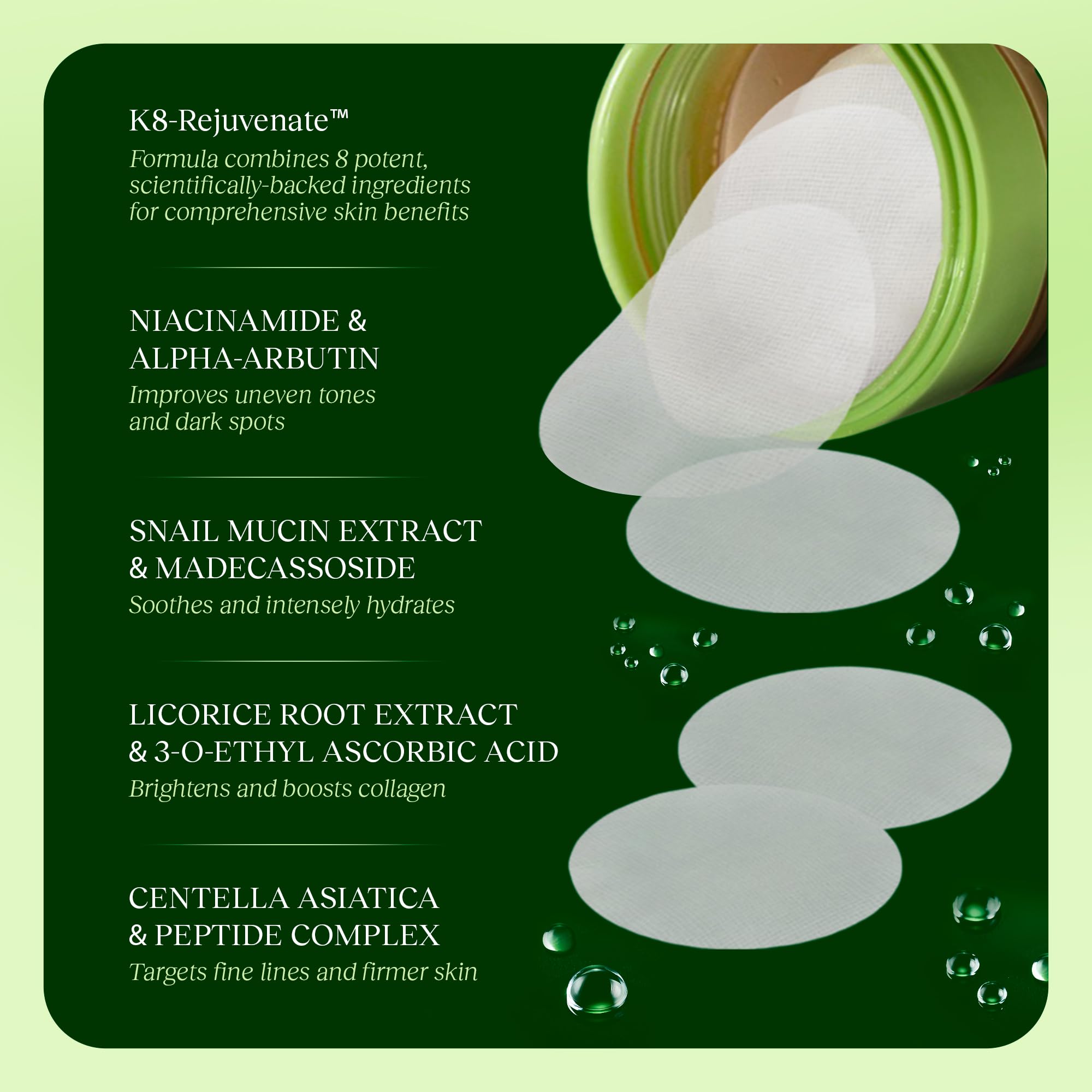 JiYu Toning Polish Pads - Korean Skincare for Dark Spots, Wrinkles & Dull Skin - Hydrating Facial