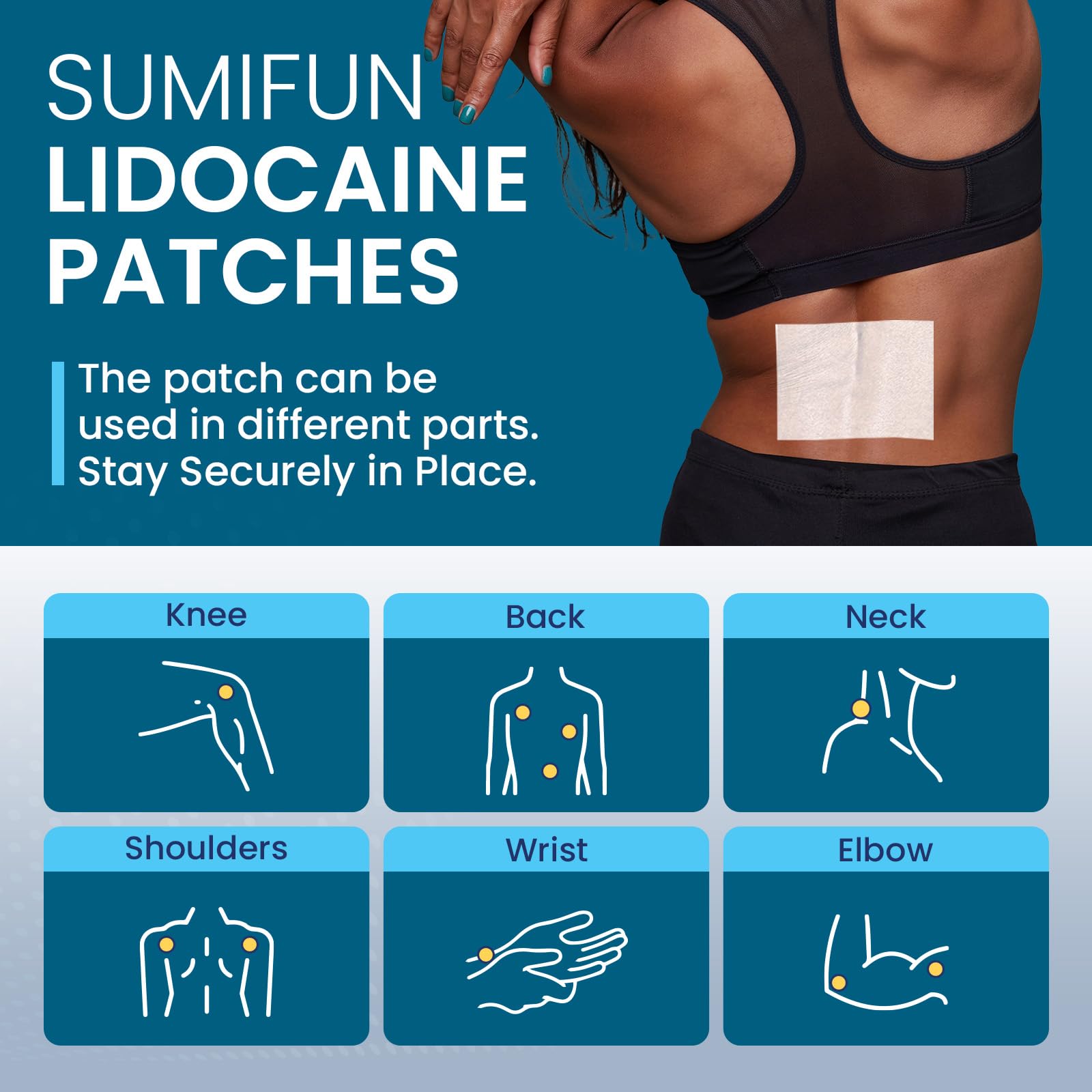 Sumifun 4% Lidocaine Patches, Long Lasting Plaster Patch for Knee, Shoulder, Muscle, Joints with Natural Ingredients, Extended Patch with Lidocaine (Large, Count, 18) Sumifun Au supplements