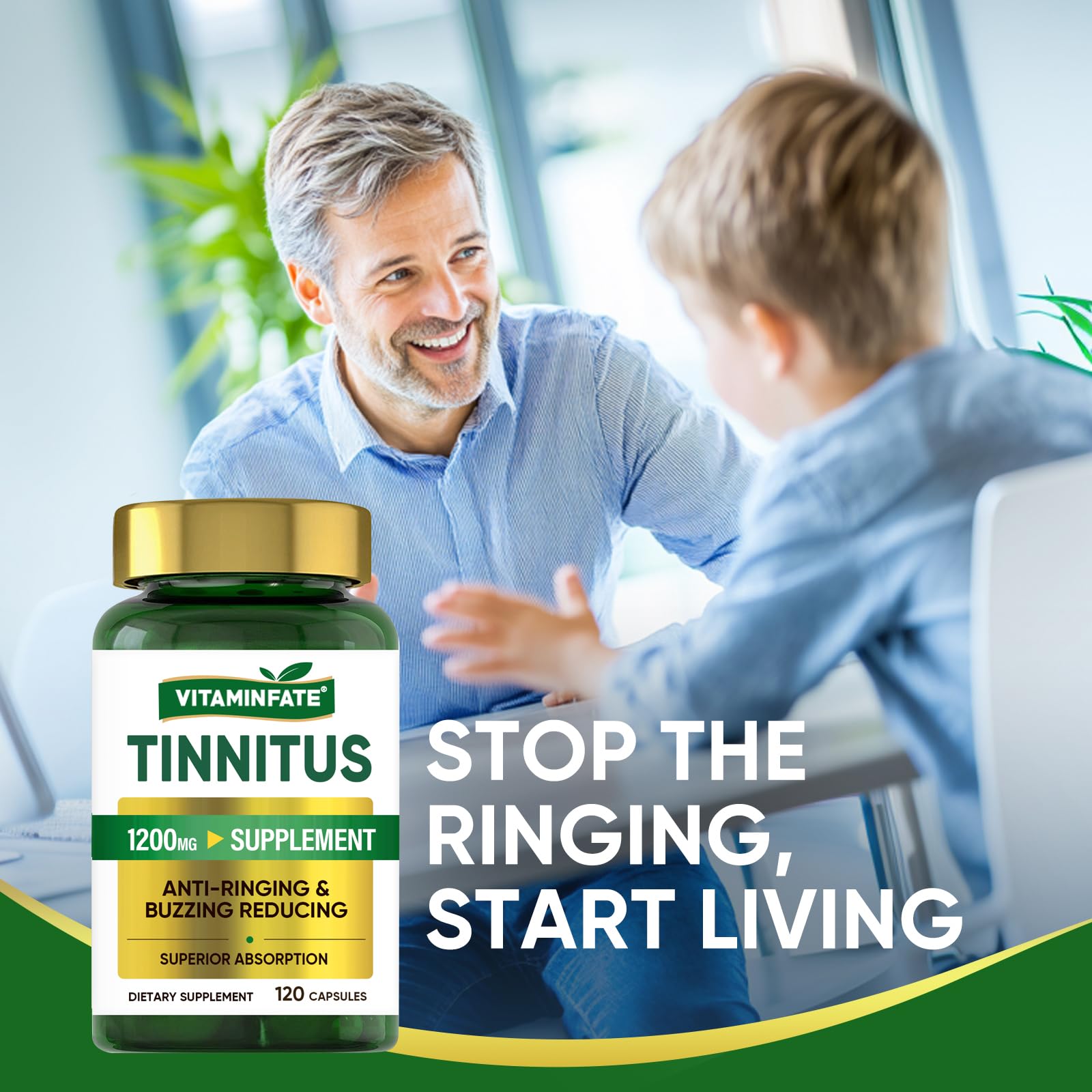 Tinnitus Relief for Ringing Ears 1200mg - 120 Capsules Advanced Ear Health Support Supplement | Supports Ear Health and Reduces Tinnitus Symptoms - Non-GMO & Vegan VITAMINFATE Au supplements