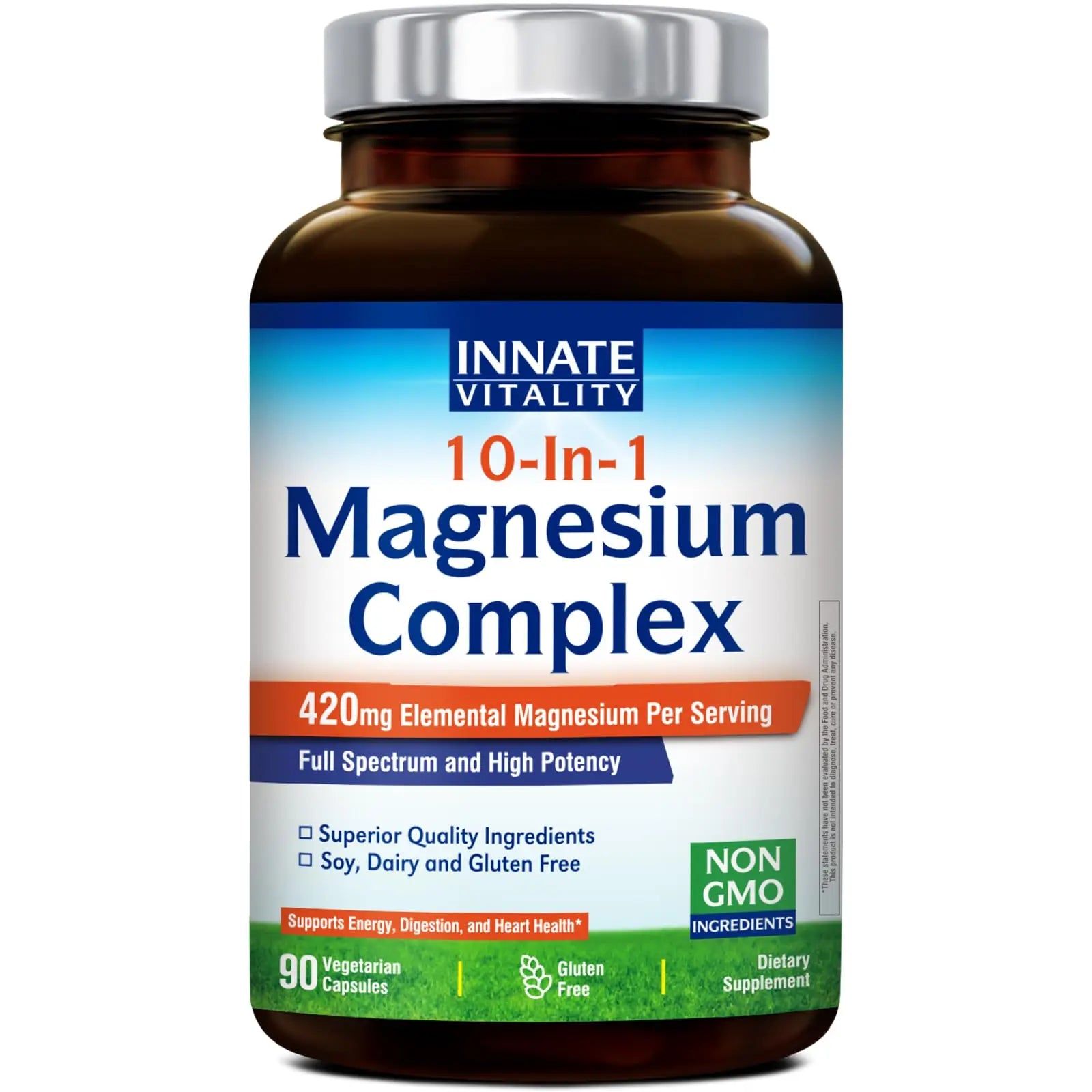 Innate Vitality 10-in-1 Magnesium Complex 960mg, 420mg Elemental Mag per Serving, with Magnesium Glycinate, Citrate, Malate, and More, Sleep, Digestion, Energy Support, 90 Vegan Caps Innate Vitality Au supplements