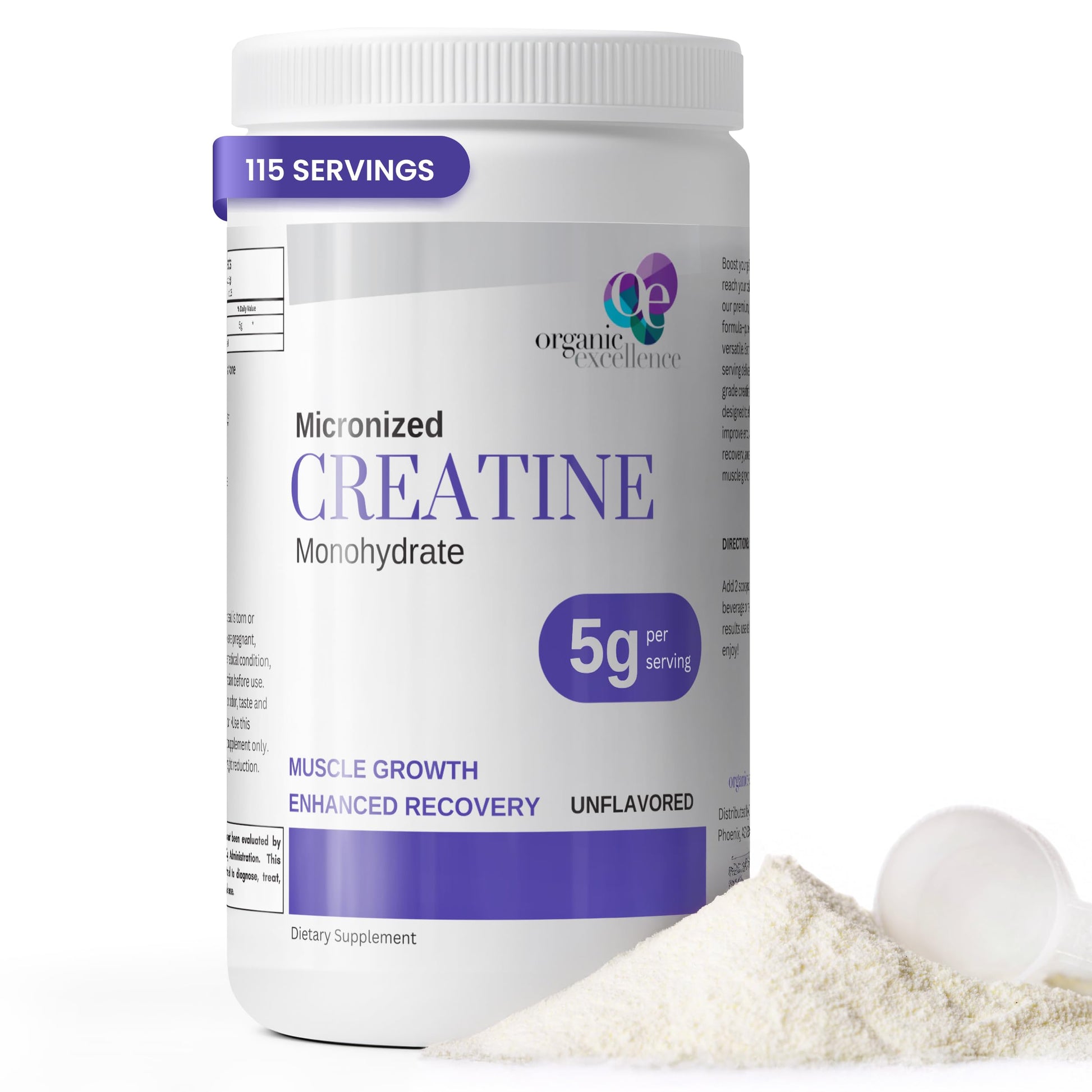 Organic Excellence Creatine Monohydrate – Micronized Creatine Powder for Muscle Growth, Strength & Recovery – Unflavored, 115 Servings Organic Excellence Au supplements