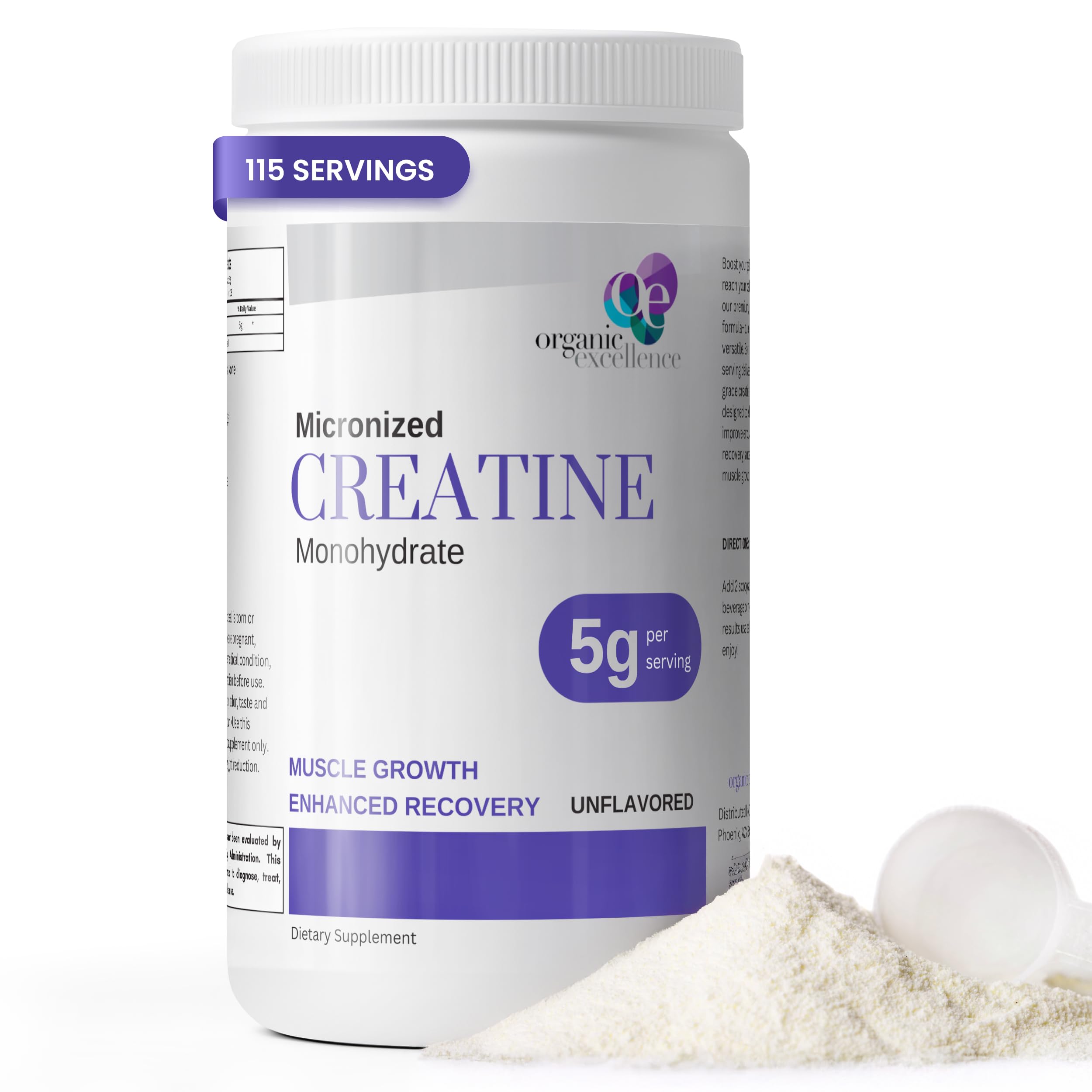 Organic Excellence Creatine Monohydrate – Micronized Creatine Powder for Muscle Growth, Strength & Recovery – Unflavored, 115 Servings Organic Excellence Au supplements