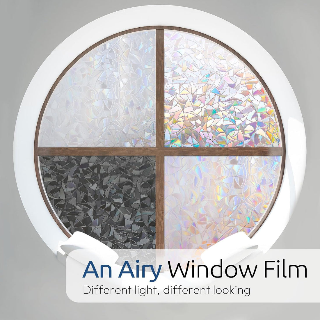 rabbitgoo Window Privacy Film Rainbow Film Decorative Window Sticker, 3D Static Stained