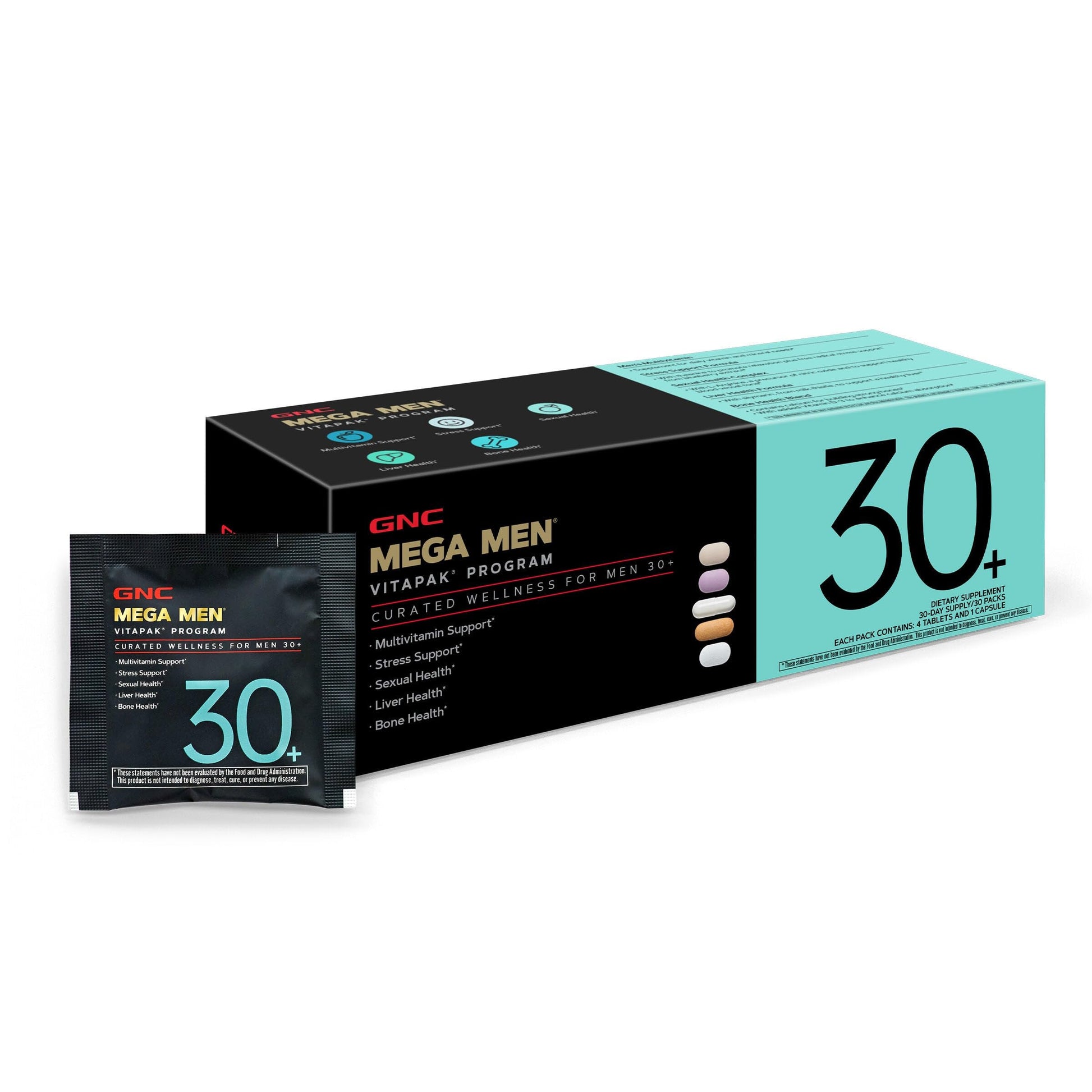 GNC Men's 30+ Vitapak Program | 5-in-1 Daily Multivitamins and Minerals | Supports Healthy Bones and Stress Relief | 30 Servings GNC Au supplements