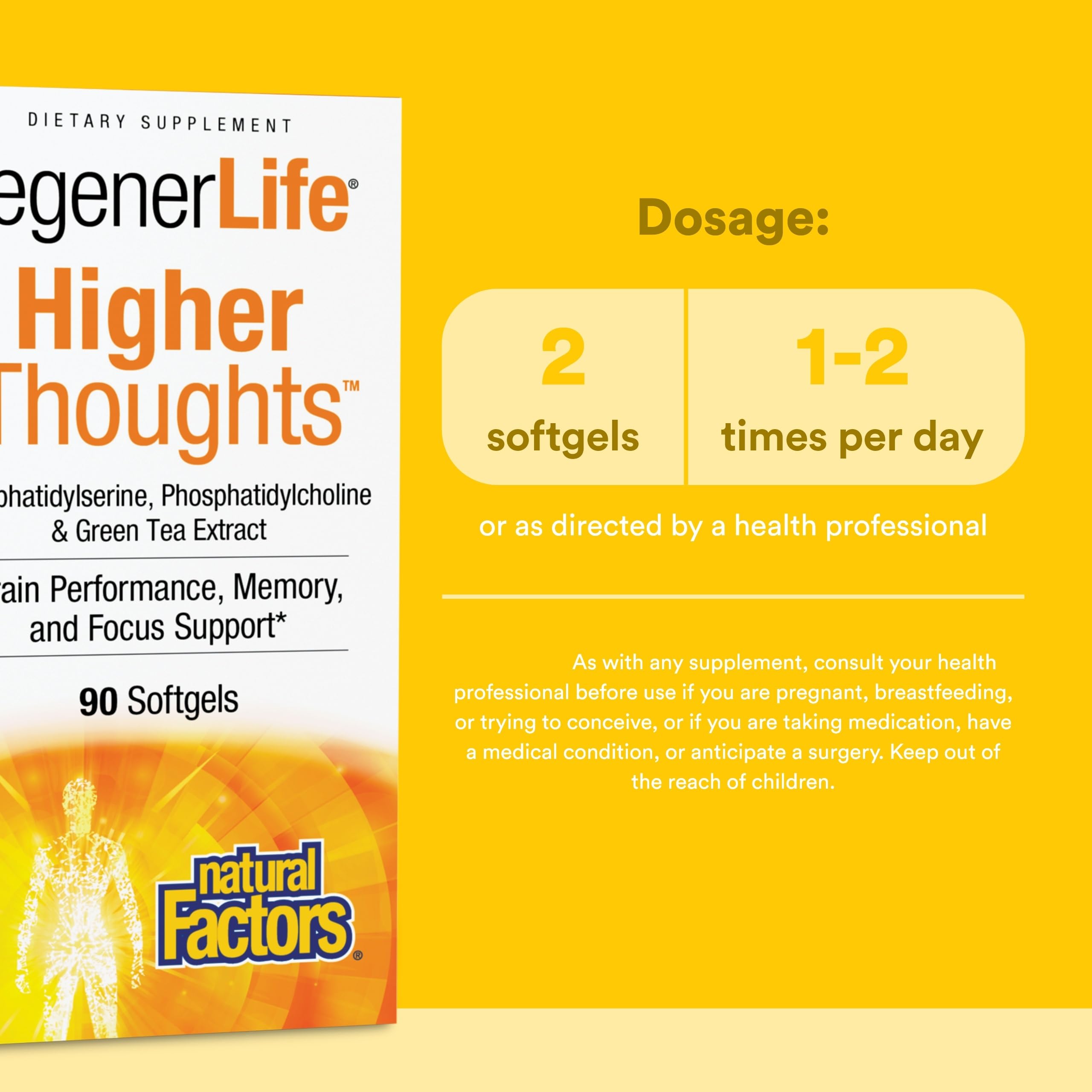 Natural Factors Higher Thoughts - Supports Cognitive & Cardiovascular Health* - Fish Oil, Fatty Acids, EPA, DHA & More - 90 Softgels Natural Factors Au supplements