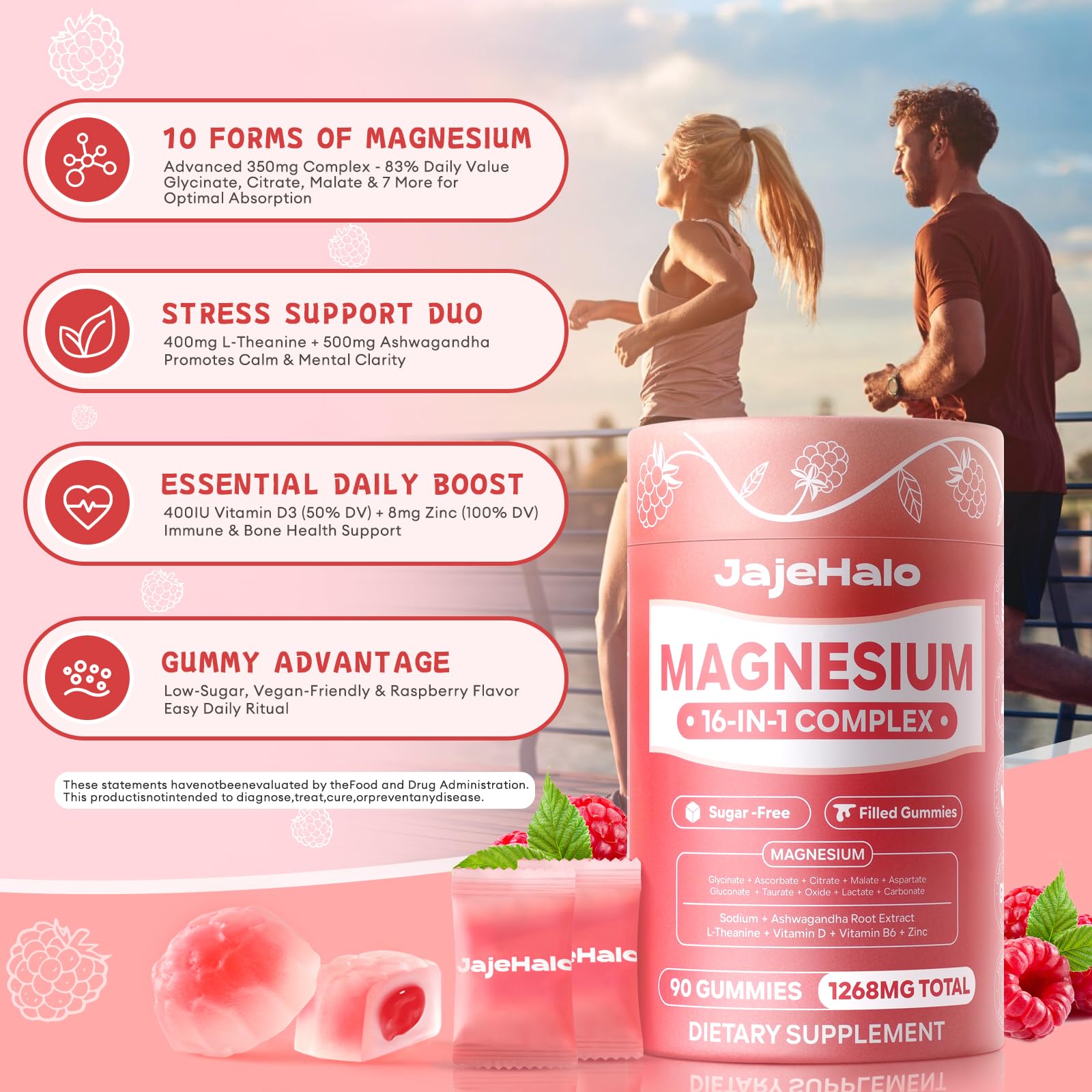Magnesium Complex for Women Calm Magnesium Glycinate Gummies 400mg Individually Wrapped 16 in 1 90 Sugar-Free L-Threonate,Ashwagandha Root Extract,Vitamin B6,D3,Magnesium Supplement Jajehalo Au supplements