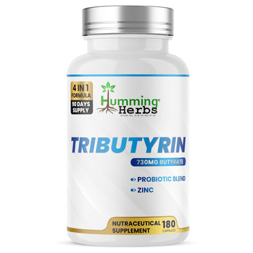 Humming Herbs Tributyrin Complex — 850 mg per Serving (95% Pure, yielding 731 mg Butyrate) with L-Glutamine, Zinc L-Carnosine, FOS & Probiotic Blend (180) Humming Herbs Au supplements