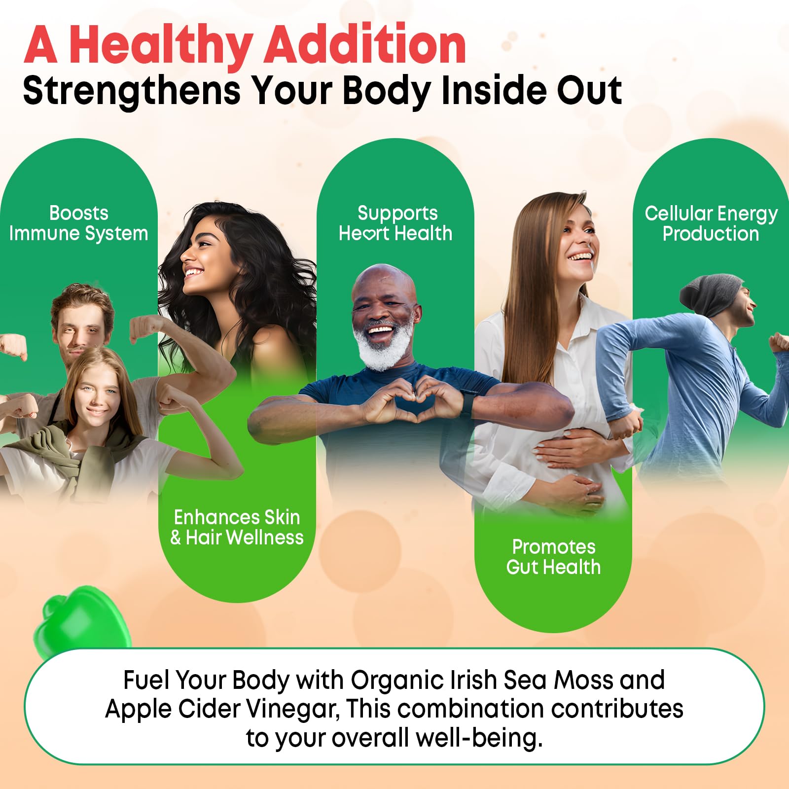 Vazatisi 2 Pack Apple Cider Vinegar Gummies, ACV with Sea Moss Gummies for Metabolism, Digestion, Detox, Gut & Immune Health, Apple Flavored -120 Count Vazatisi Au supplements