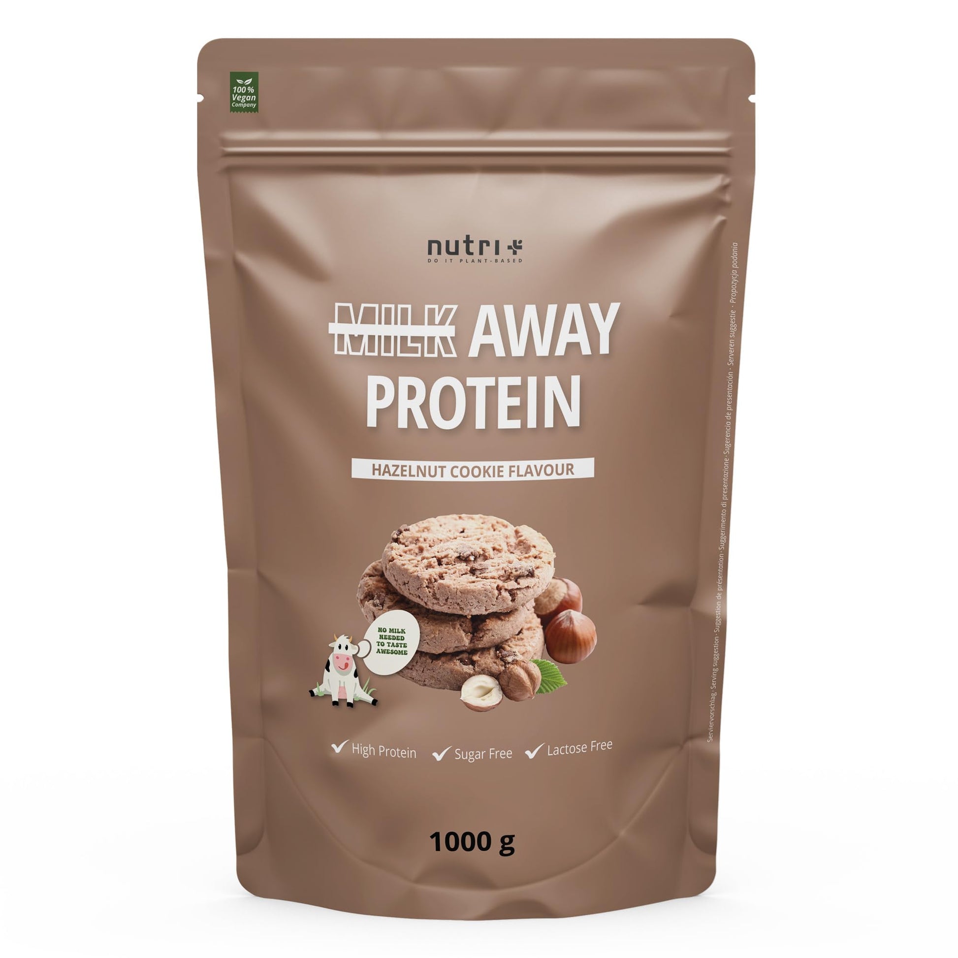 Vegan Protein Powder Hazelnut Cookie - Milk Away Vegan Protein Without Soy 1kg Nutri + Au supplements
