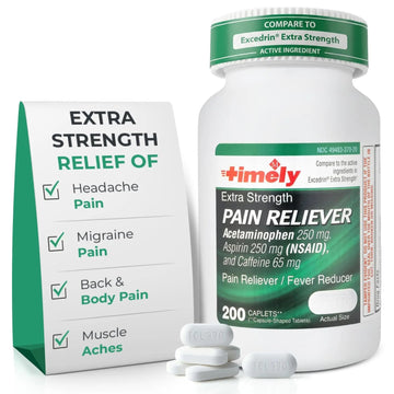 TIME-Cap Labs Extra Strength Acetaminophen 250mg with Aspirin 250mg & Caffeine 65mg Caplets - Triple Action Pain Reliever for Migraines & Headache Relief, Muscle Aches & Body Pain (200 Count) TIME-CAP LABS, INC. Au supplements