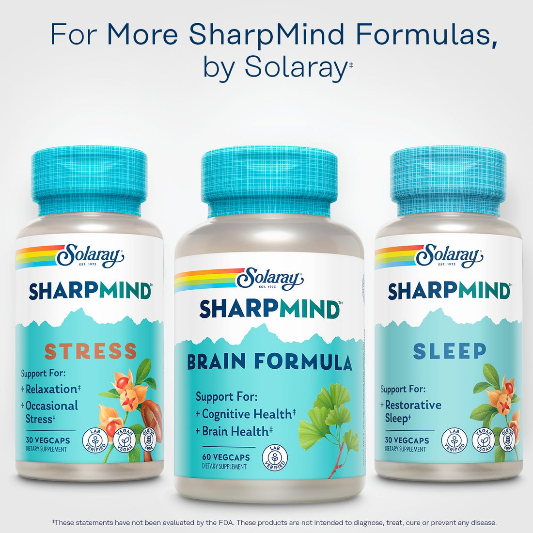 SOLARAY SharpMind Brain Support Formula - Nootropic Brain Supplements - Cognitive and Brain Health Support with Ginkgo Biloba - 60-Day Guarantee, 60 Servings, 60 VegCaps SOLARAY Au supplements