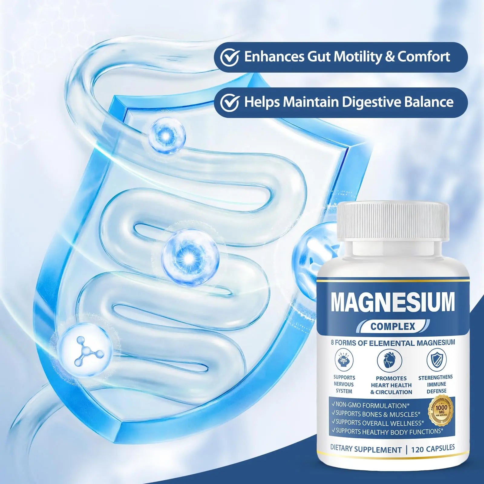 1000mg Magnesium Complex 8 in 1 for Women & Men – Magnesium Glycinate, Citrate, Malate, Taurate, Oxide, Carbonate, Aspartate, Orotate – Vegan Non-GMO, for Sleep, Fatigue & Heart Health, 120 Capsules BOSNETHUINH Au supplements