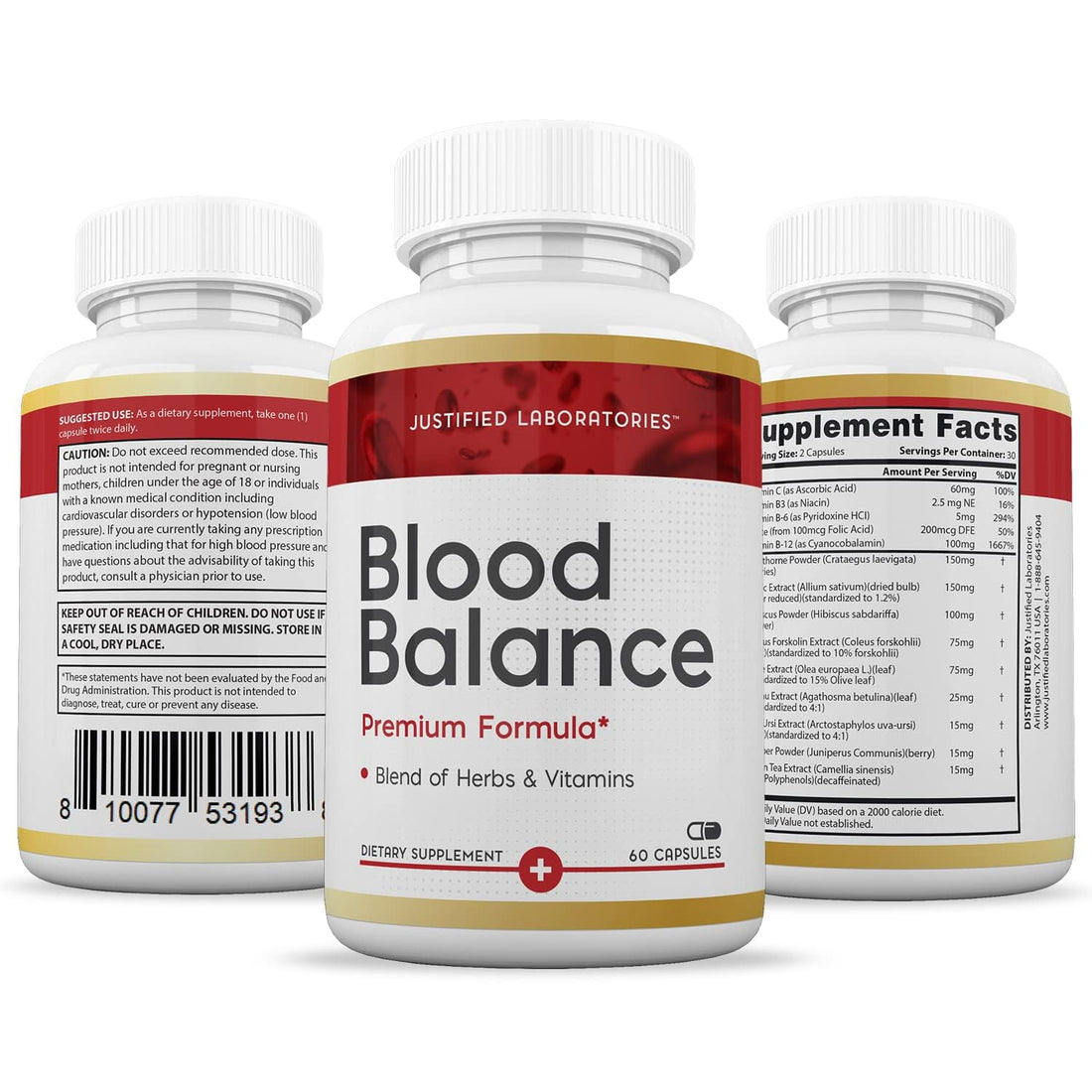 (3 Pack) Blood Balance Advanced Formula 688MG Supplement Pills 180 Capsules Justified Laboratories Au supplements