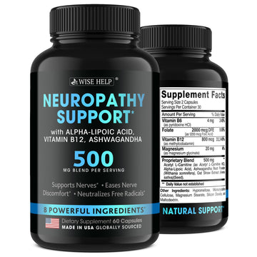 Neuropathy Support Natural Nerve Discomfort Relief - Made in USA - Nerve Antioxidant for Trigeminal Neuralgia, Diabetic & Peripheral Neuropathy - Hands, Neck, Feet & Toes Treatment Formula - 60 Caps WISEHELP Au supplements