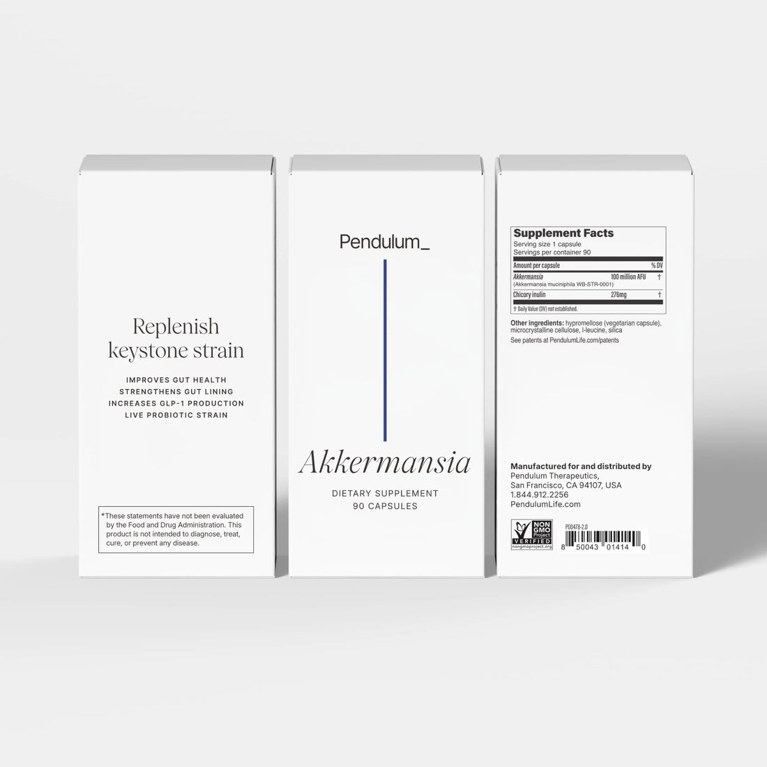 Pendulum Akkermansia Probiotic with Prebiotic Fiber - Delayed Release Capsules, Third-Party Tested, Authentic 100M AFU Live Strain for Gut Health Pendulum Au supplements