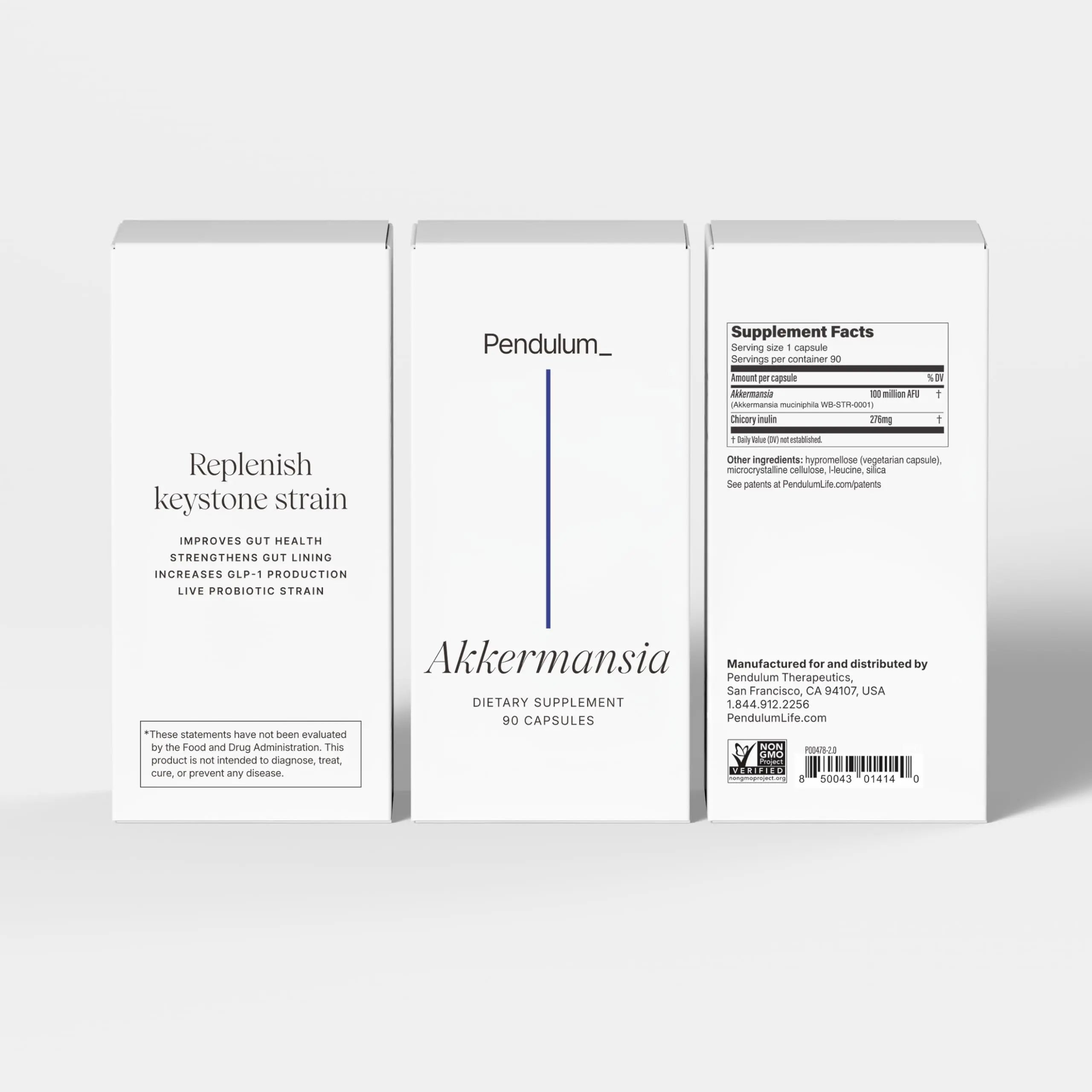 Pendulum Akkermansia Probiotic with Prebiotic Fiber - Delayed Release Capsules, Third-Party Tested, Authentic 100M AFU Live Strain for Gut Health Pendulum Au supplements