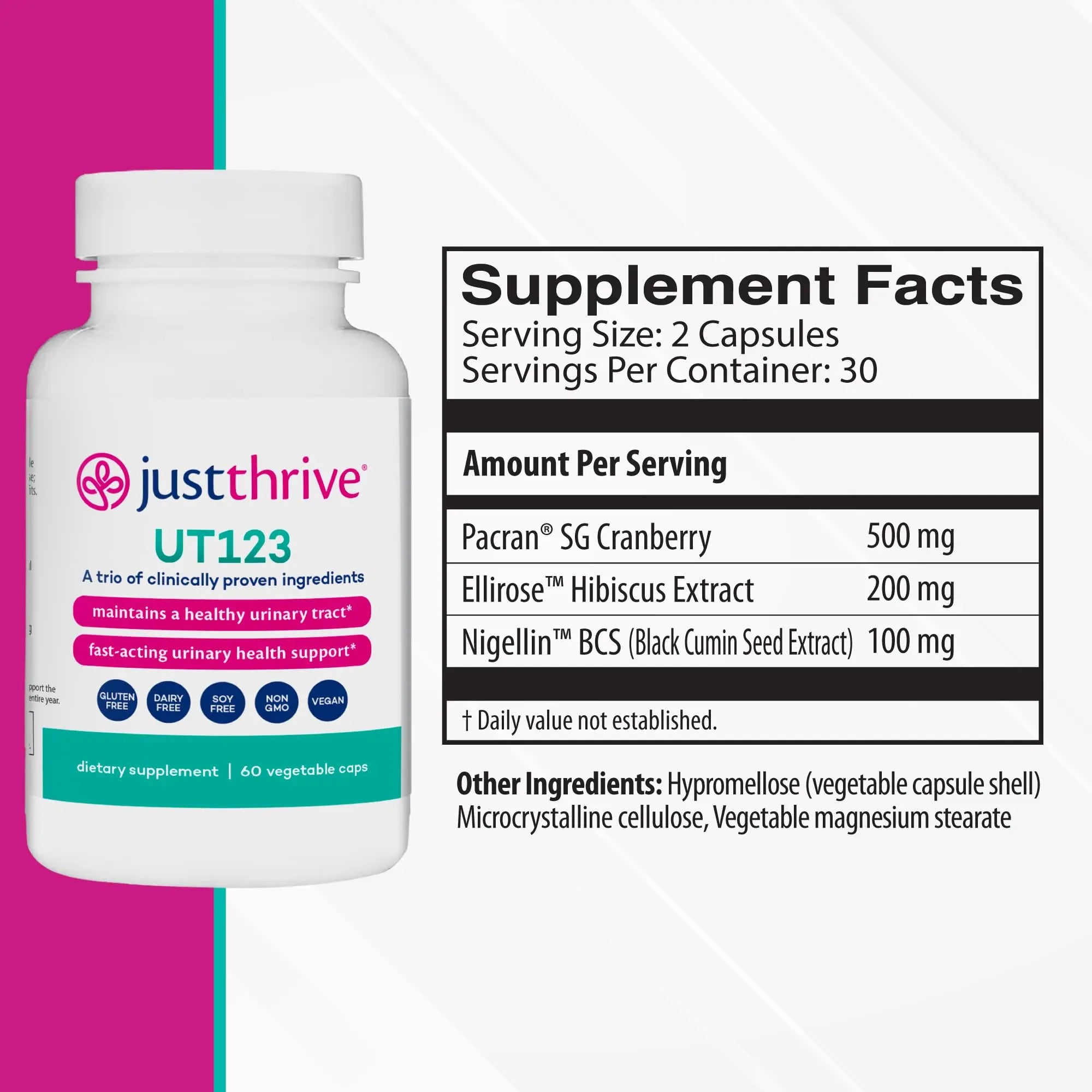 Just Thrive UT123 - Supports Urinary Tract Health for Women - Made with Cranberry, 60 Capsules Just Thrive Au supplements