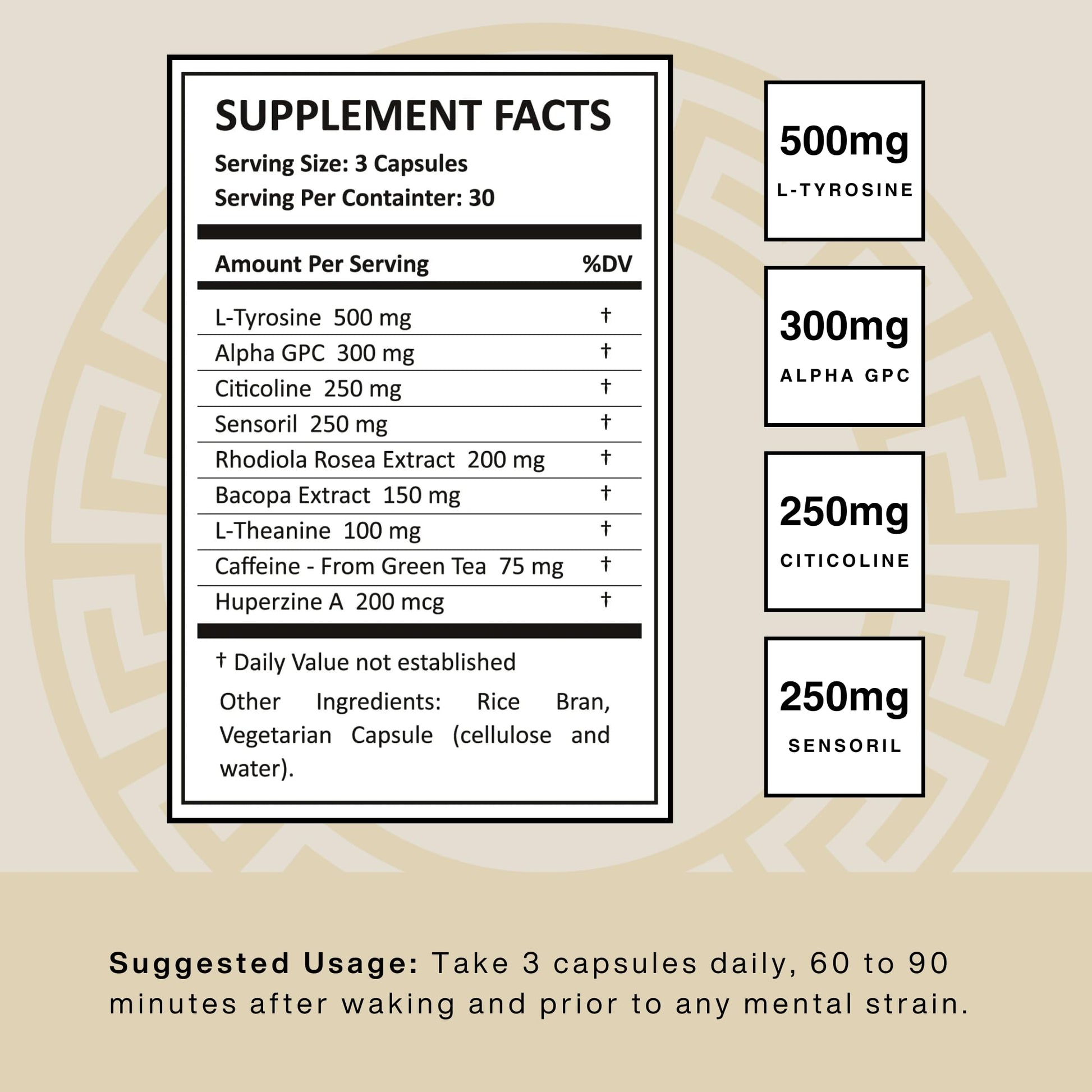 Mt. Athos Performance Sigma Mind | Potent Nootropic Formula to Support Cognitive Function, Improved Focus, Drive, and Mood | 30 Servings, 90 Capsules Mt. Athos Performance Au supplements