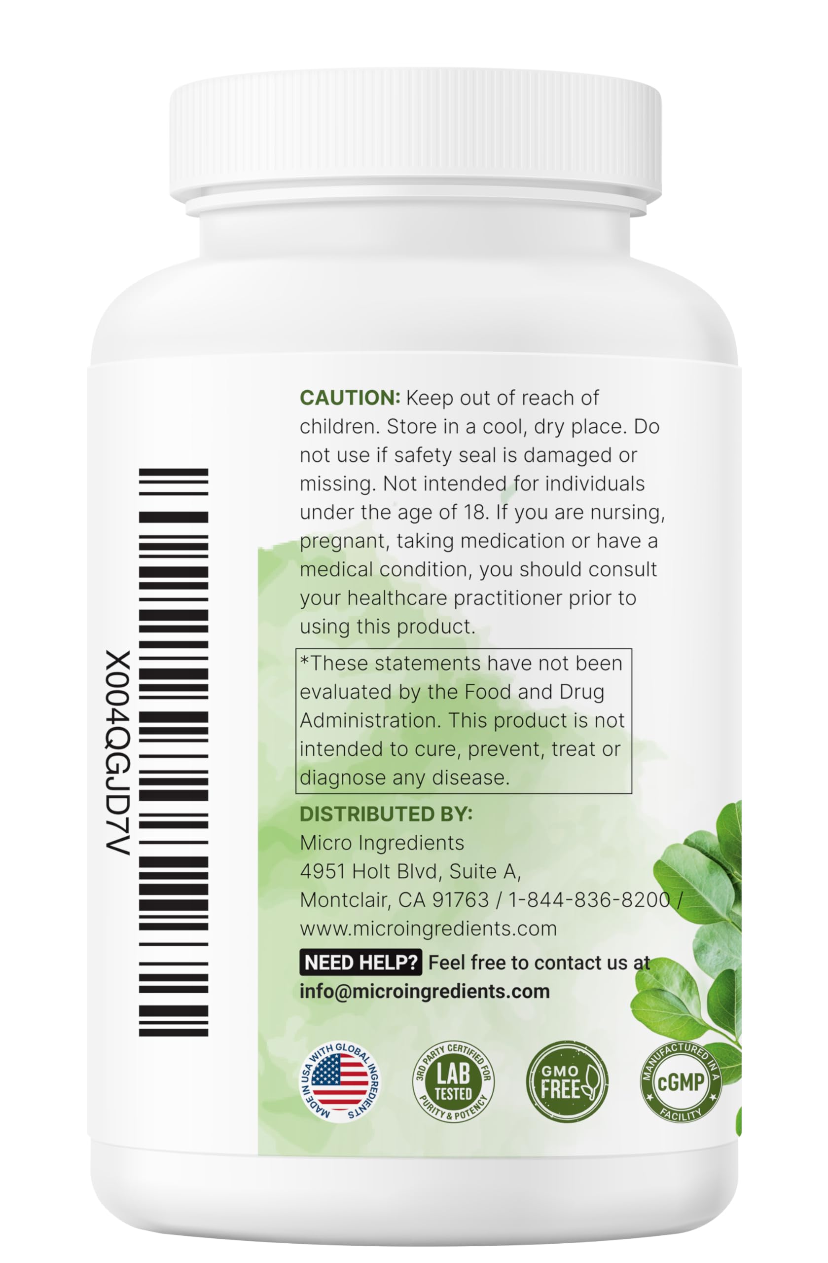 Micro Ingredients Moringa Oleifera | 300 Capsules with Supergreens Blend of Wheatgrass, Barley Grass, Spirulina, & Chlorella | Antioxidant Supplement, Energy, & Immune Support | Non-GMO Micro Ingredients Au supplements
