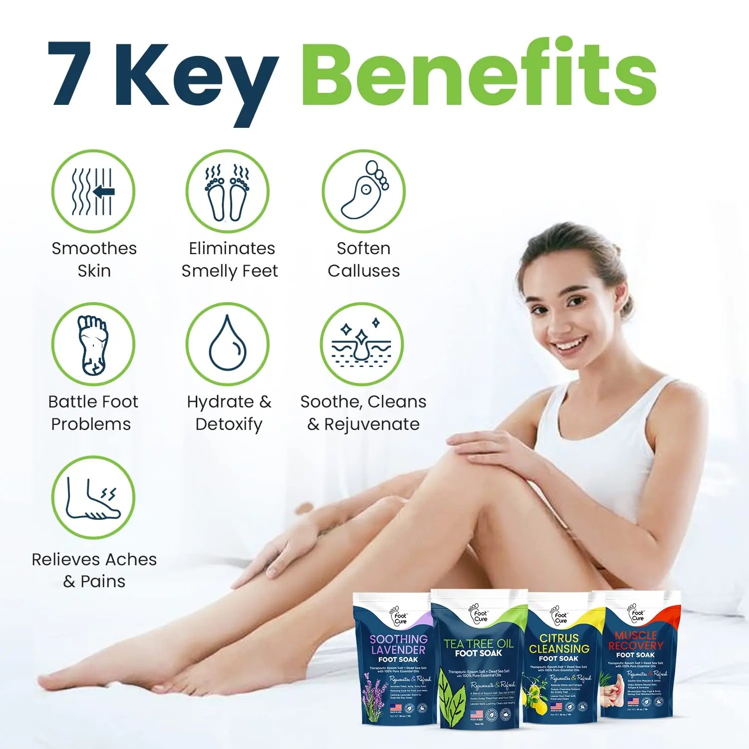 Foot Soak with Epsom Salts- Variety Pack of 4- Tea Tree Oil, Muscle Relief, Calming FOOT CURE Au supplements