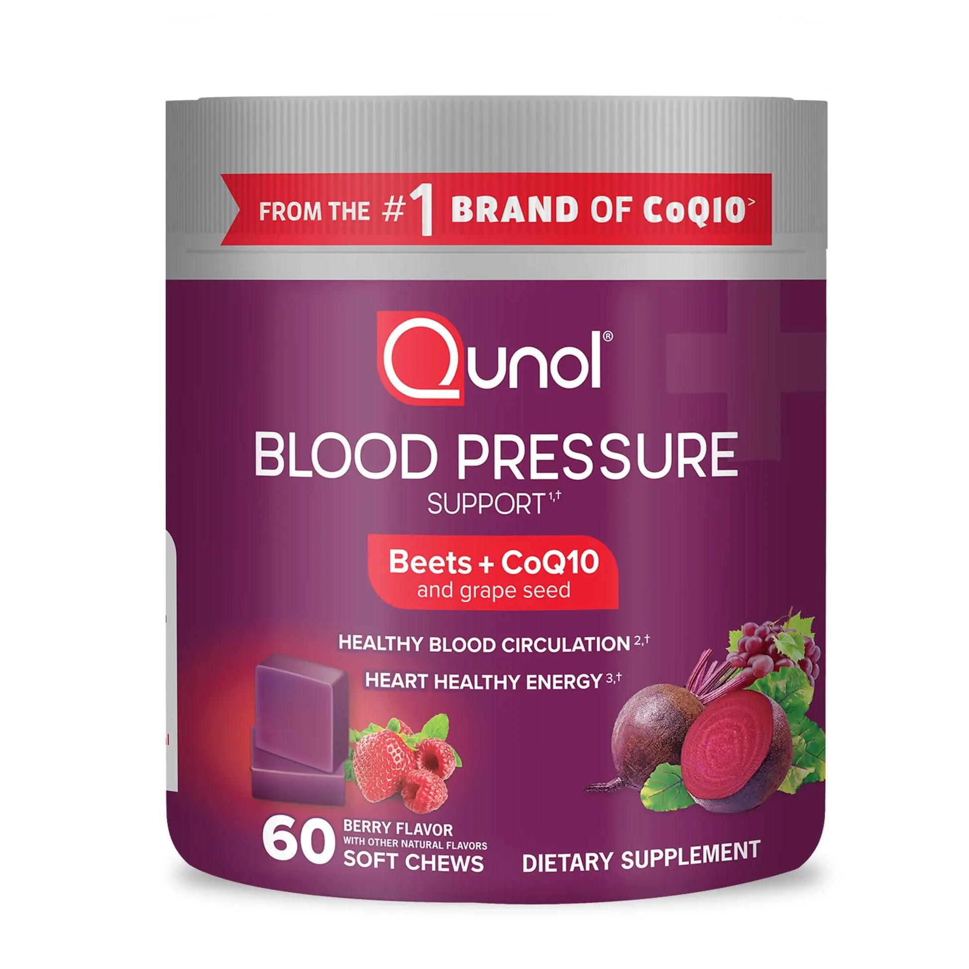 Qunol Beets Chews for Blood Pressure Support, 3 in 1 Beets + CoQ10 + Grape Seed Extract Qunol Au supplements