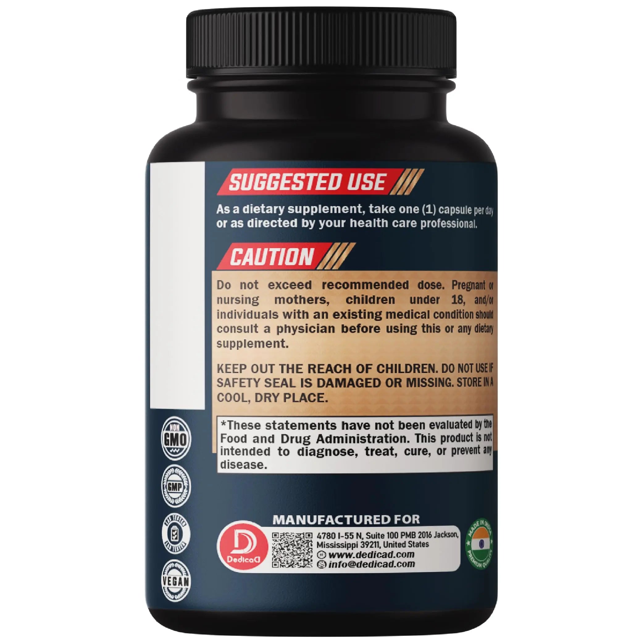 DEDICAD Black Cohosh Supplement - 3 Months for Menopause & Immune Health - Blend of 12 Potent Herb Includes Dong Quai, Chasteberry, Wild Yam, Red Clover, Black Pepper & Others - 90 Vegan Capsules DEDICAD Au supplements