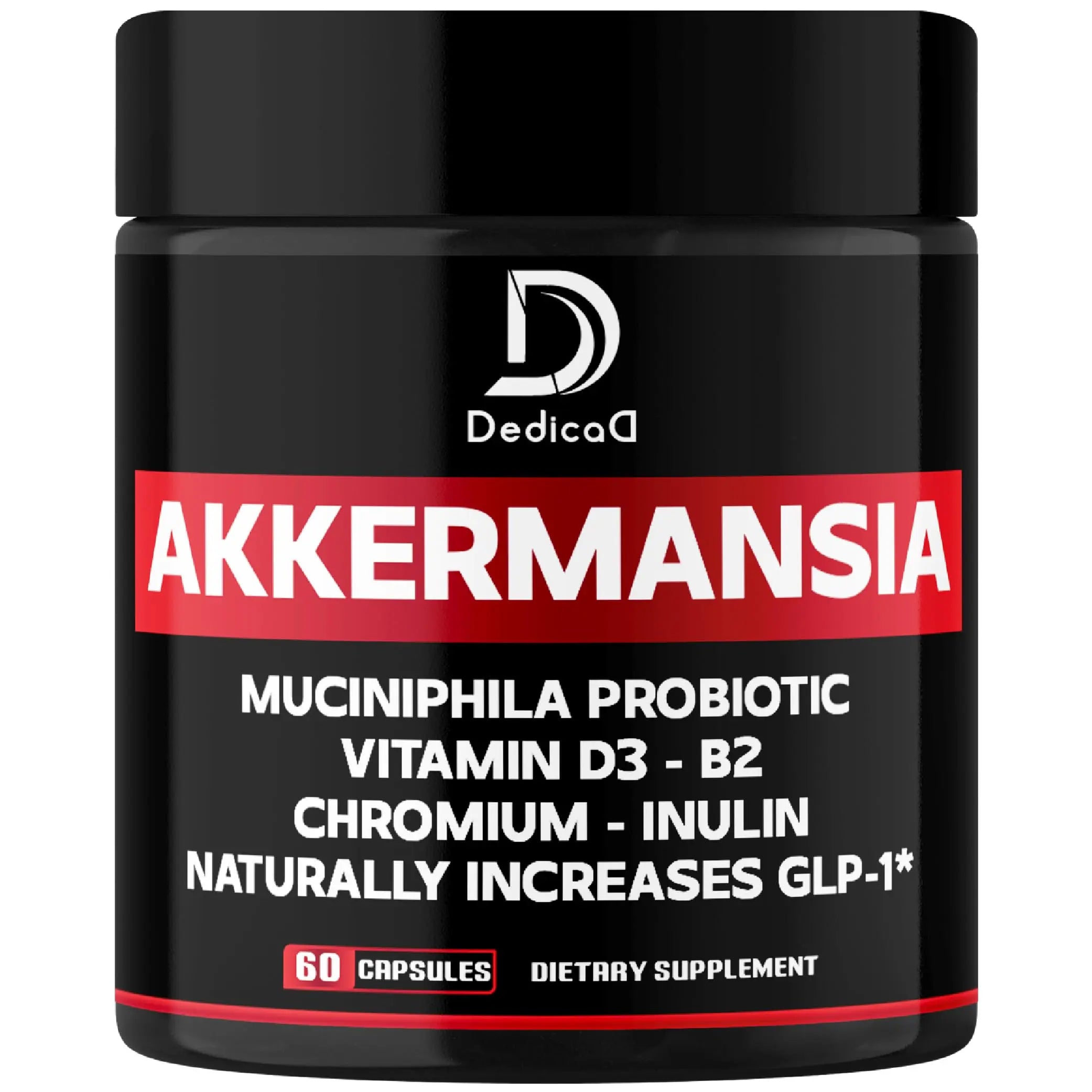 DEDICAD Akkermansia Probiotic for Increases GLP-1 - Contains Inulin, Bacillus Coagulans, Lactobacillus Acidophilus & Chromium - 60 Days Supply - 60 Capsules DEDICAD Au supplements