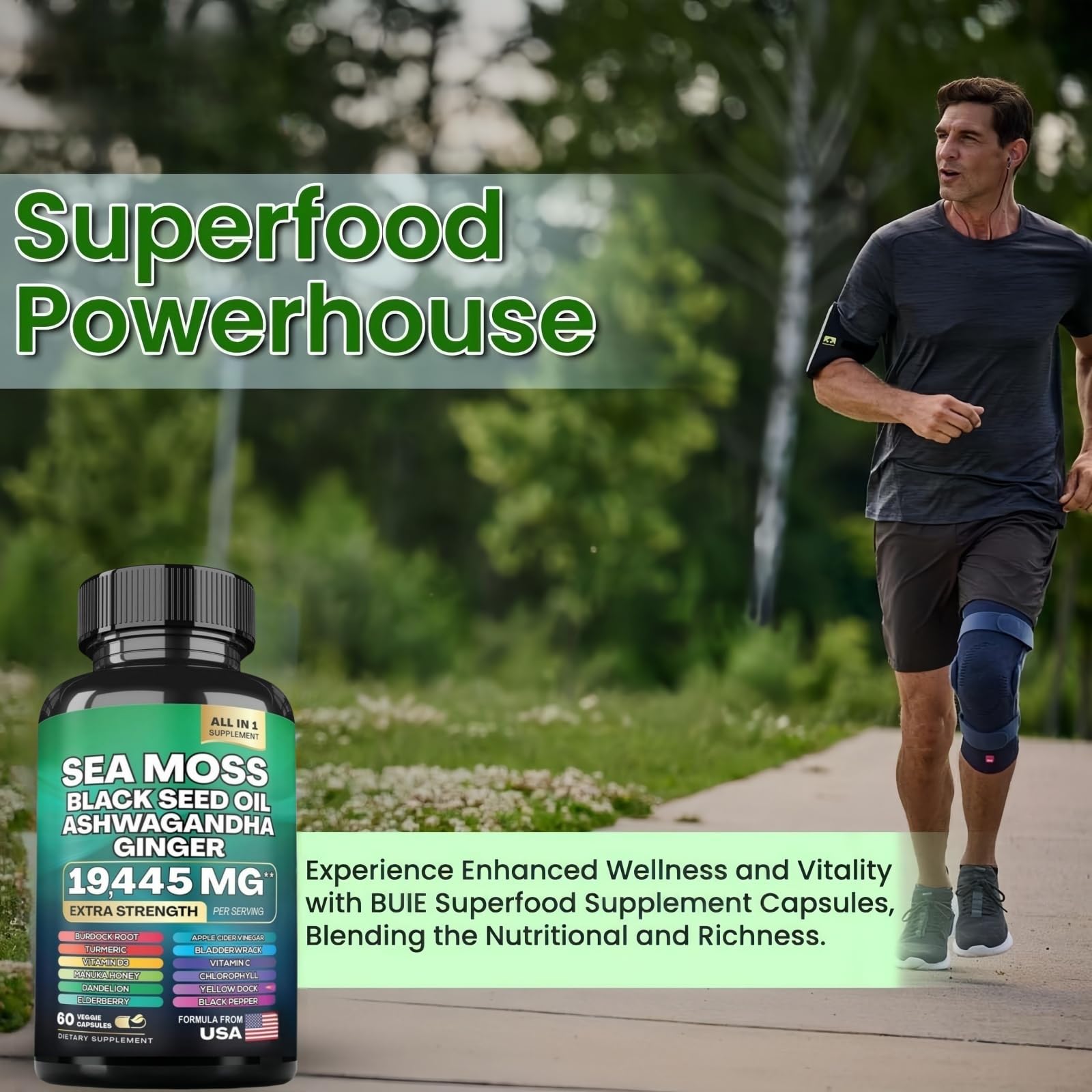HealthyFinds Sea Moss Black Seed Oil Ashwagandha Ginger Capsules with Turmeric Bladderwrack Burdock & Vitamin C Vitamin D3 with Elderberry Manuka Dandelion Yellow Dock Iodine Chlorophyll ACV HealthyFinds Au supplements