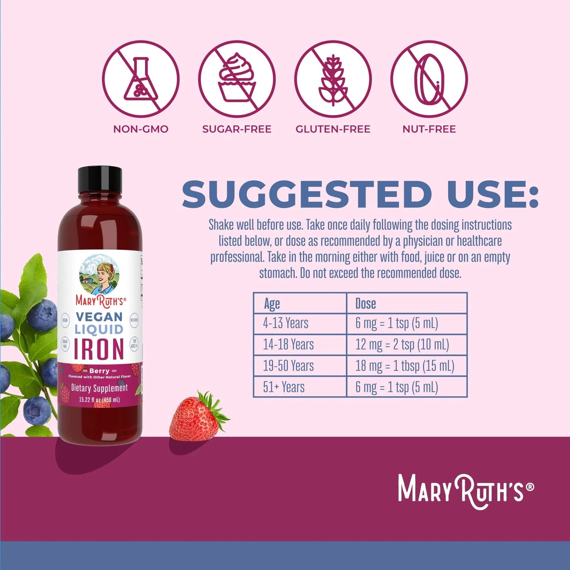 MaryRuth's Women's Multivitamin + Hair Growth Liposomal (Peach) & Iron Liquid (Berry) | Clean Label Project Verified® | MARYRUTH'S Au supplements