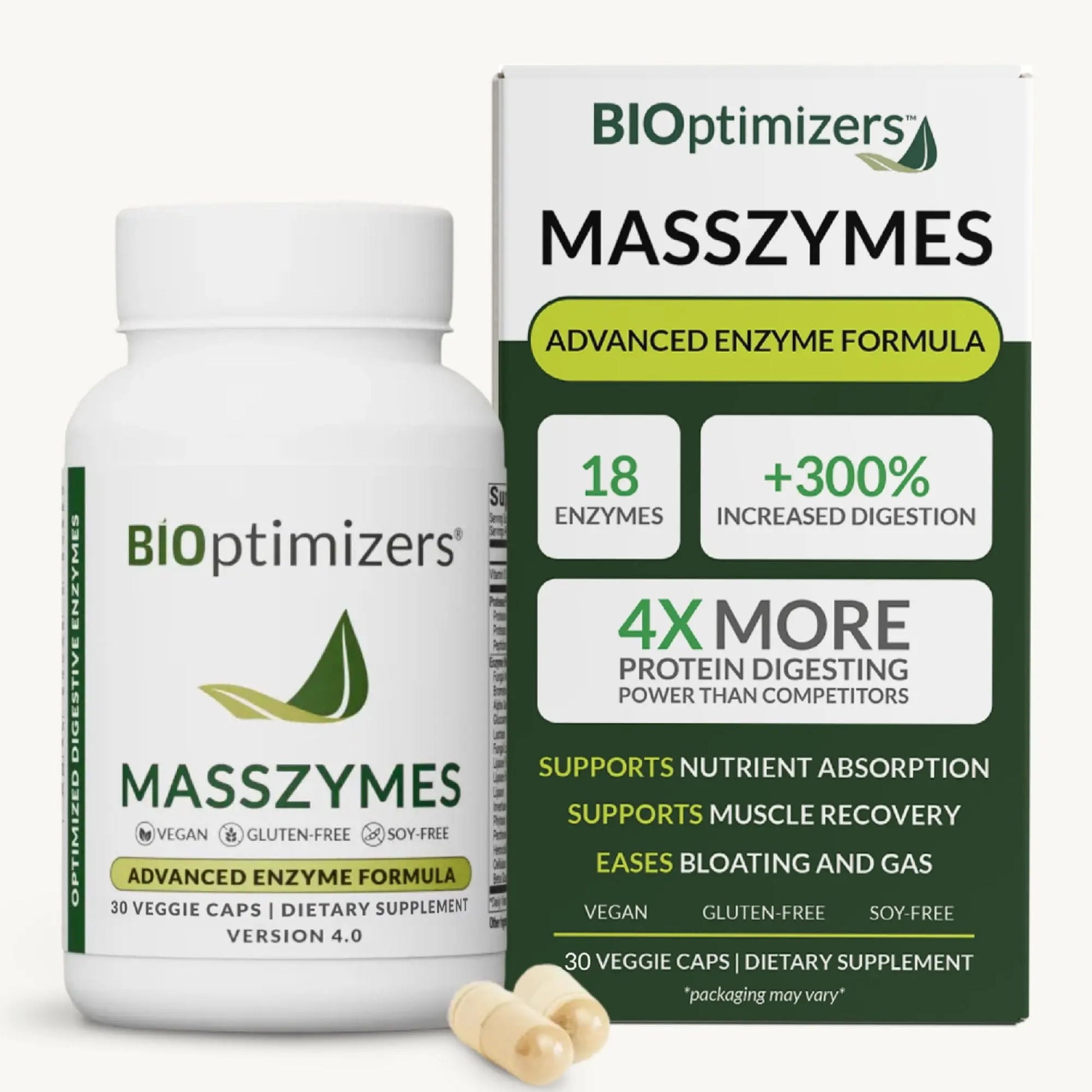 BIOptimizers MassZymes - Complete Digestive Enzymes Supplement for Gut Health - Bloating Relief for Men and Women - Lipase Amylase Bromelain Digestive Enzymes (30 Capsules) BIOptimizers Au supplements