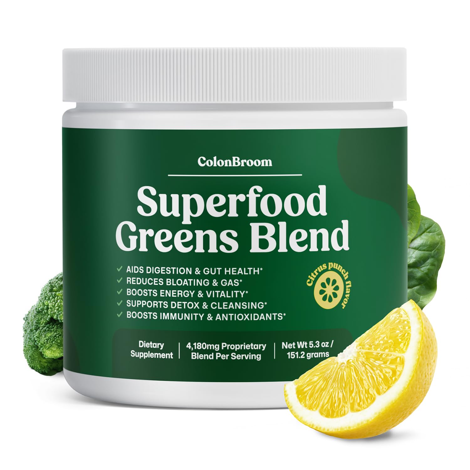 ColonBroom Superfood Greens Powder Supplement | Super Greens Juice Powder with Probiotics, Prebiotics, Spirulina & Chlorella | Natural for Energy, Immunity, Digestion & Detox Support | 28 Servings ColonBroom Au supplements