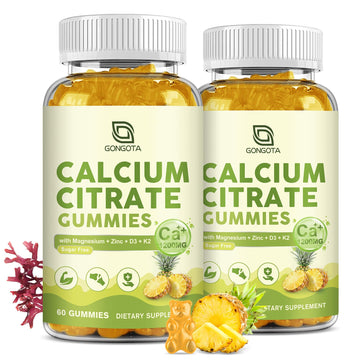 Calcium Citrate Gummies for Women, 1200mg Calcium Citrate Magnesium with Vitamin C D3 K2, Absorption Calcium Supplements for Bone, Muscle, Immune, Sugar Free (120Count) GONGOTA Au supplements