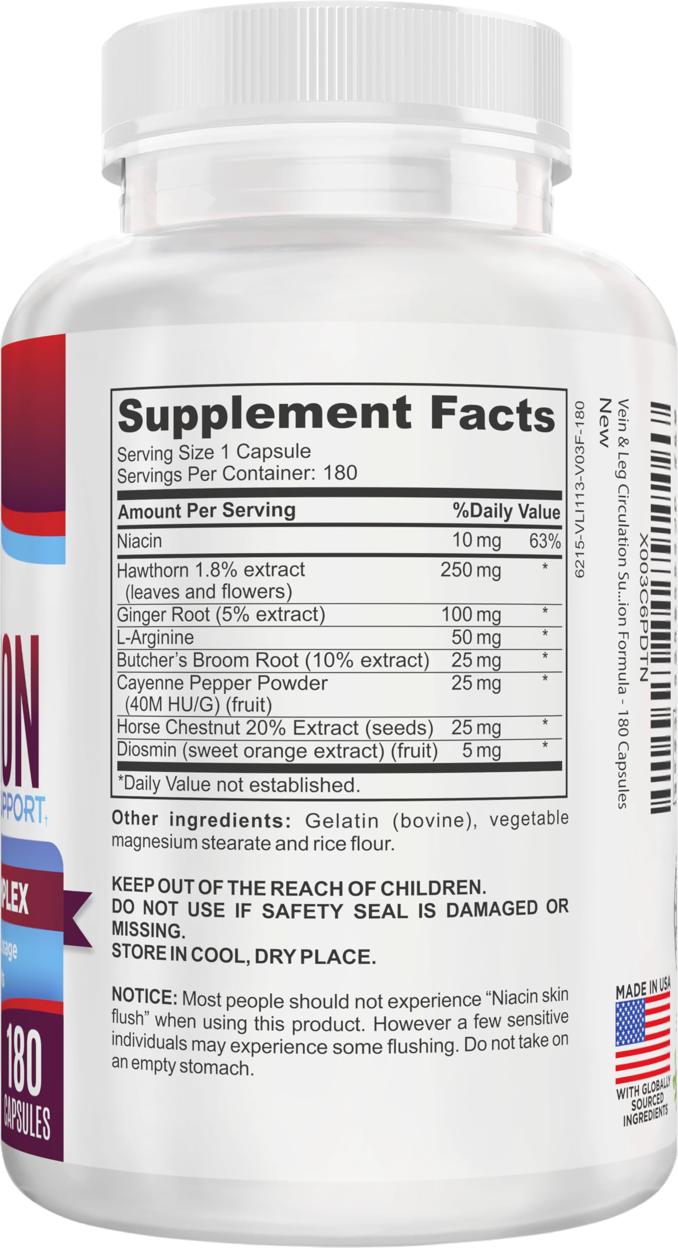 Vein & Leg Circulation (2-Month) Support Supplement with 8 Active Ingredients in 1 Formula | Leg + Vein | Blood Circulation Support Supplements | 60-Day Bulk Supply | 180 Capsules Elevate Recovery Supplements Au supplements