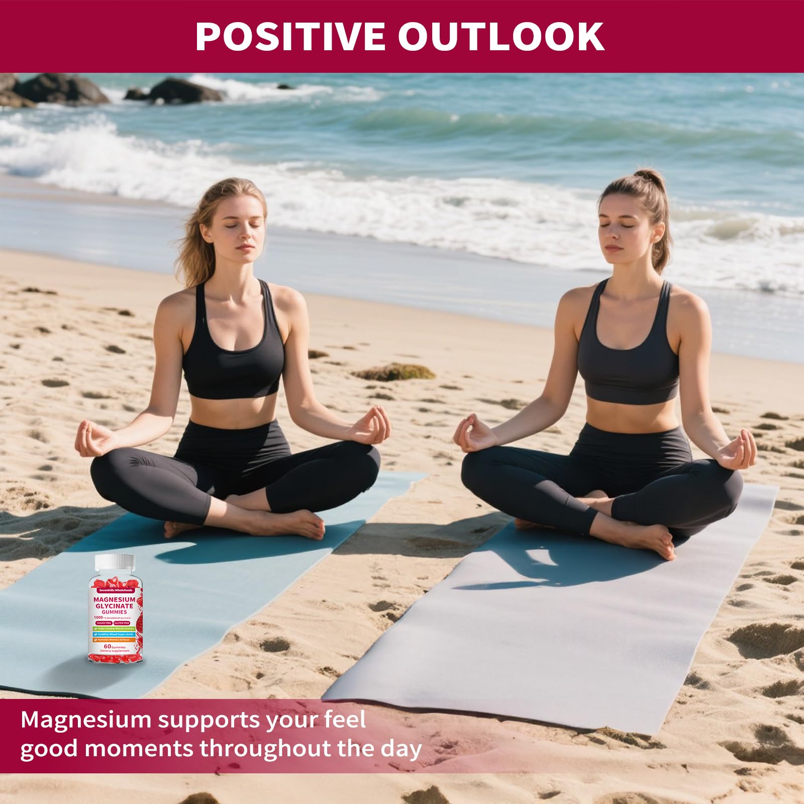 Magnesium Glycinate Gummies 1000mg - Sugar Free Magnesium Potassium Supplement for Relaxation, Calm, Stress Relief, and Sleep Support for Adults & Kids - 60 Raspberry Gummies Sevenhills Wholefoods Au supplements